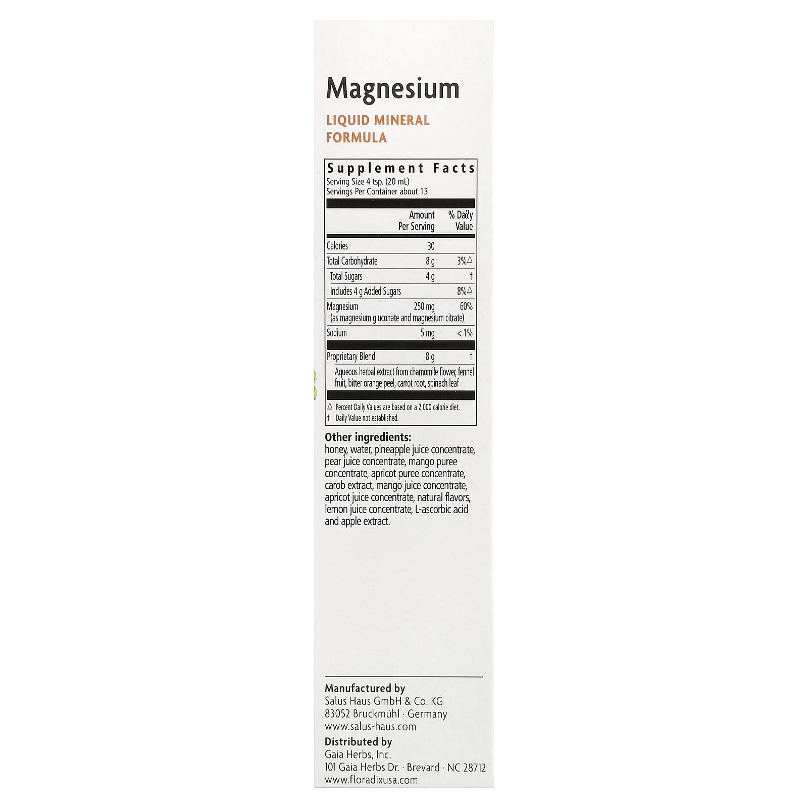 Floradix, Floradix®, Magnesium, Liquid Mineral Formula, 8.5 fl oz (250 ml)