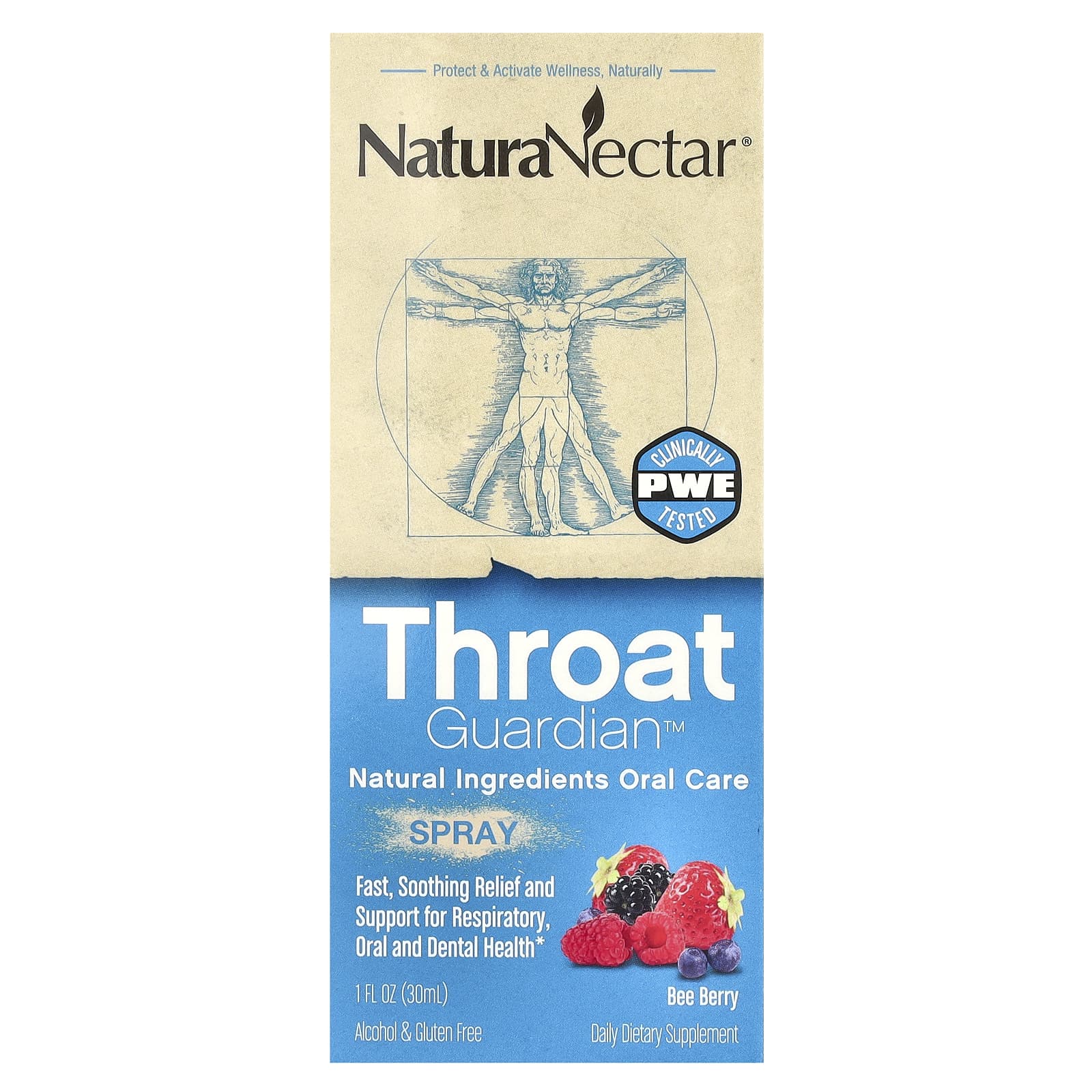NaturaNectar, Throat Guardian™ Spray, Bee Berry, 5 mg, 1 fl oz (30 ml)