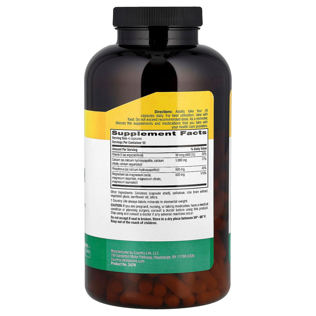 Country Life, Target-Mins®, Calcium Magnesium with Vitamin D Complex, 360 Vegan Capsules