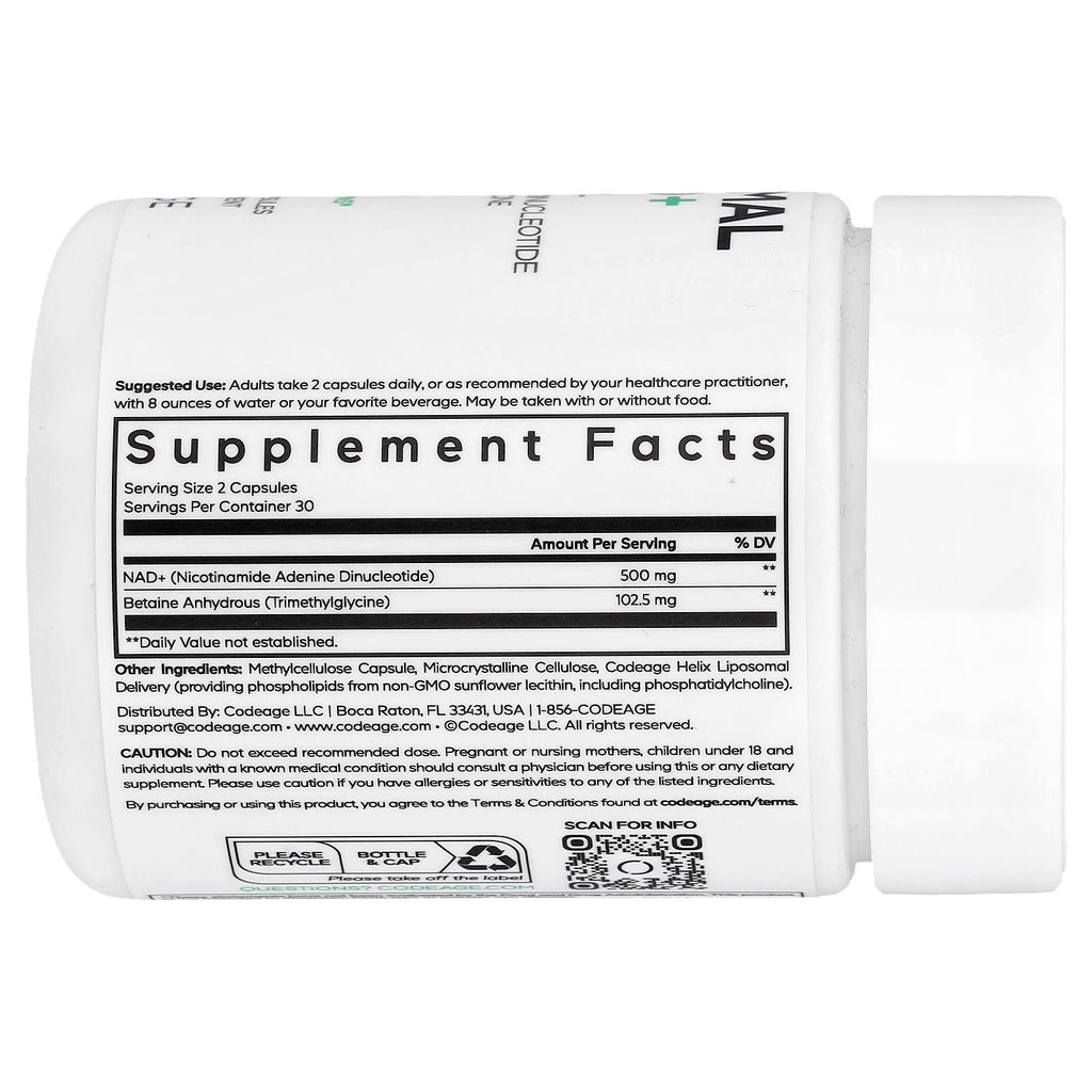 Codeage, Eternal, Liposomal NAD+, 60 Vegetable Capsules