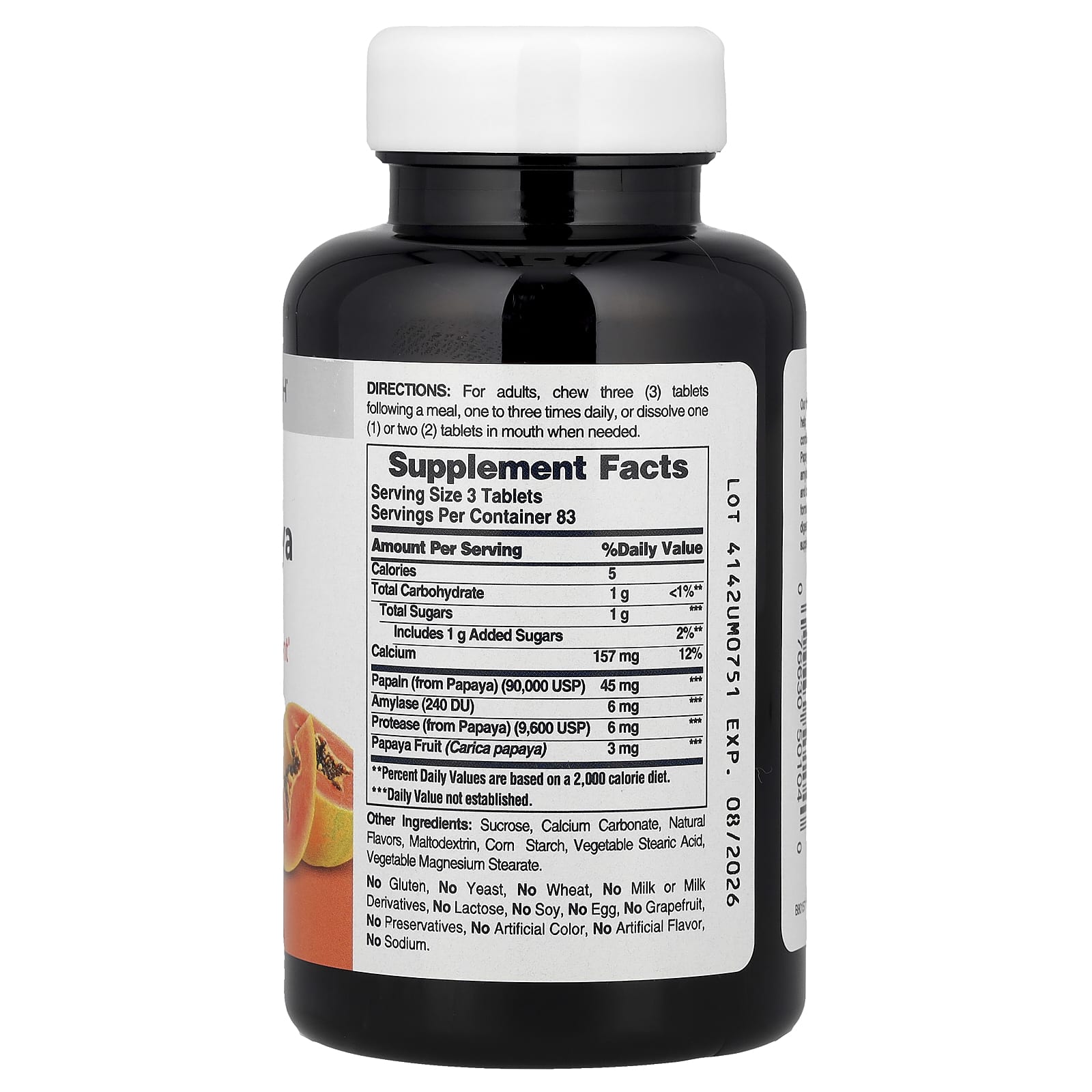 American Health, Original Chewable Papaya Enzyme, 250 Tablets