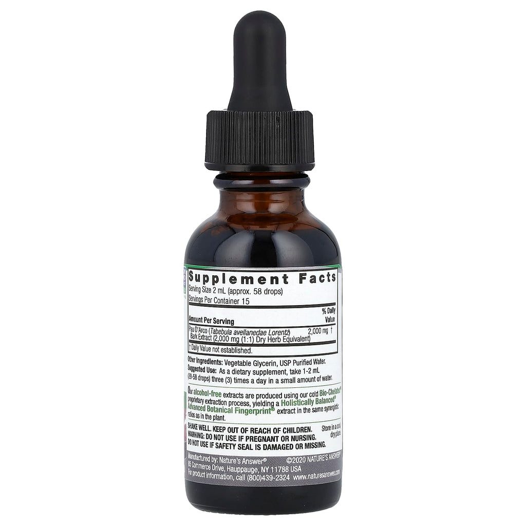 Nature's Answer, Pau D' Arco Bark, Alcohol-Free, 2,000 mg, 1 fl oz (30 ml)