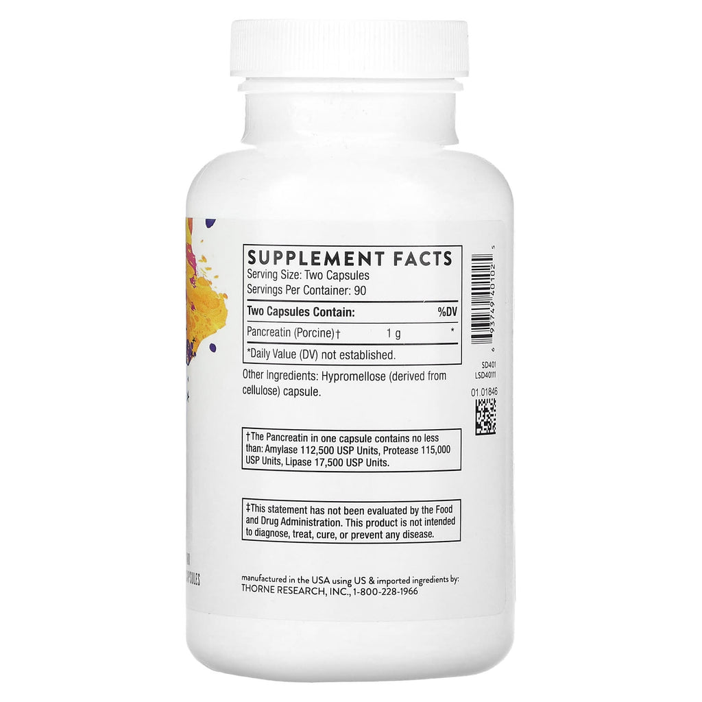 Thorne, Pancreatic Enzymes, 180 Capsules (500 mg per Capsule)