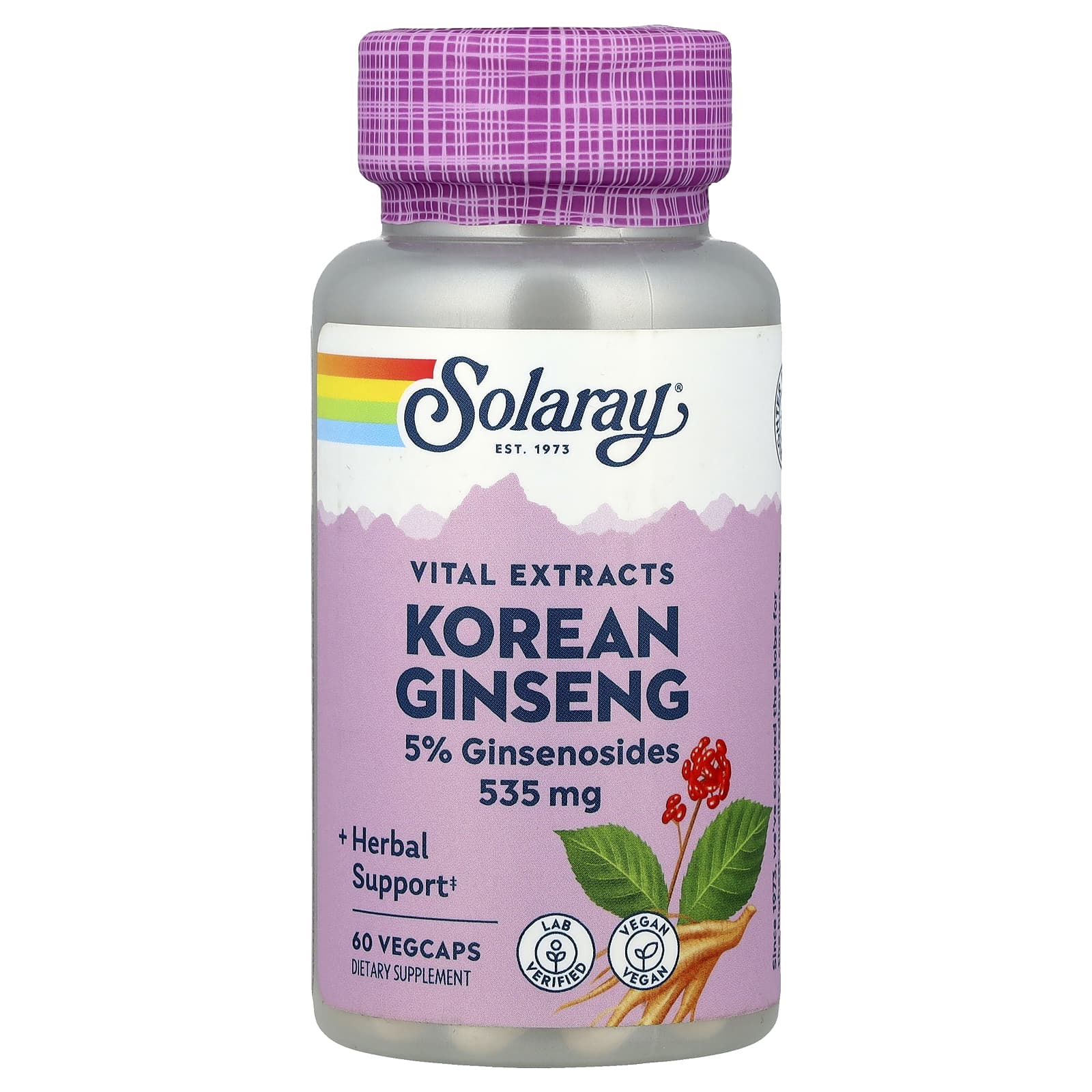 Solaray, Vital Extracts, Korean Ginseng, 535 mg, 60 Vegcaps