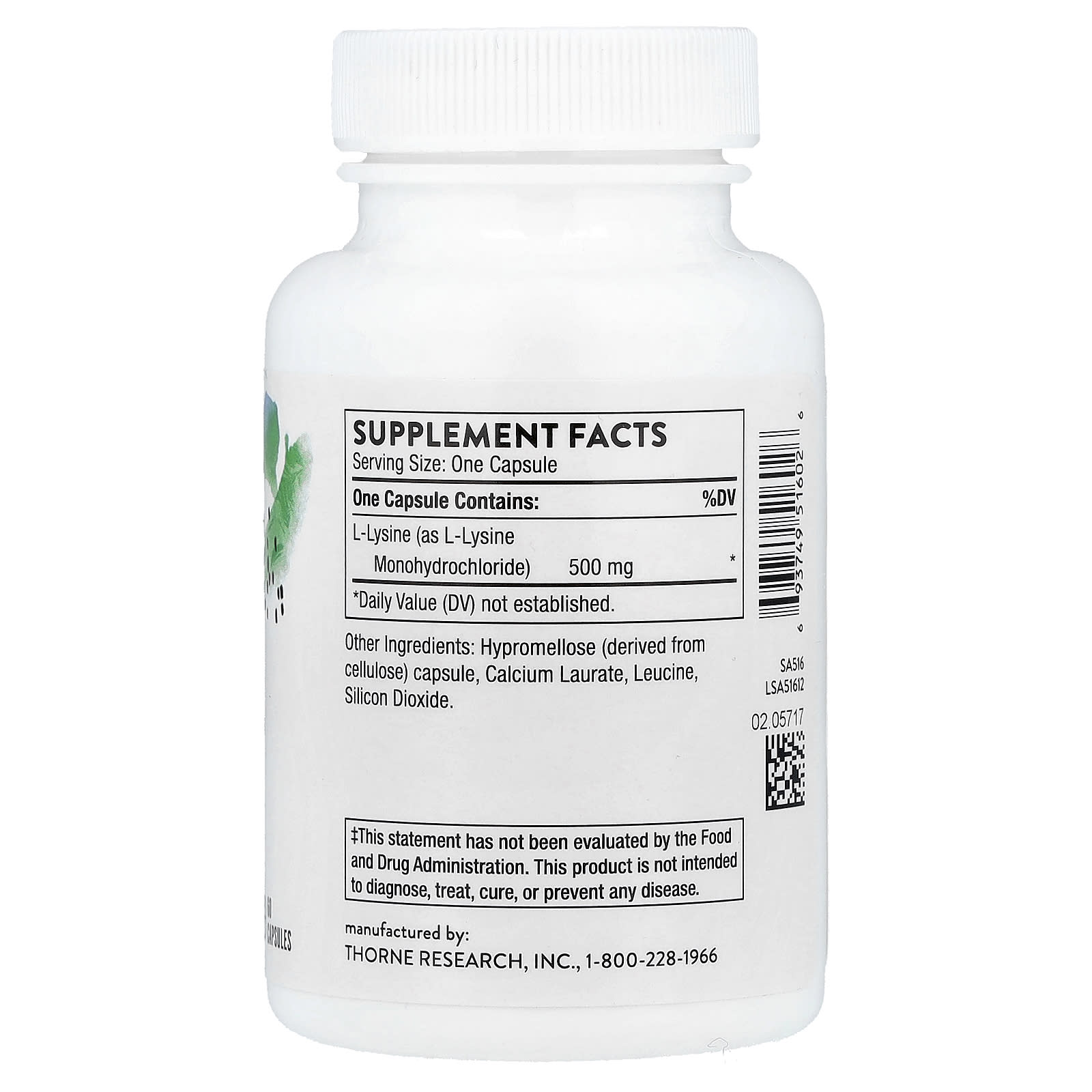 Thorne, Lysine, 500 mg, 60 Capsules