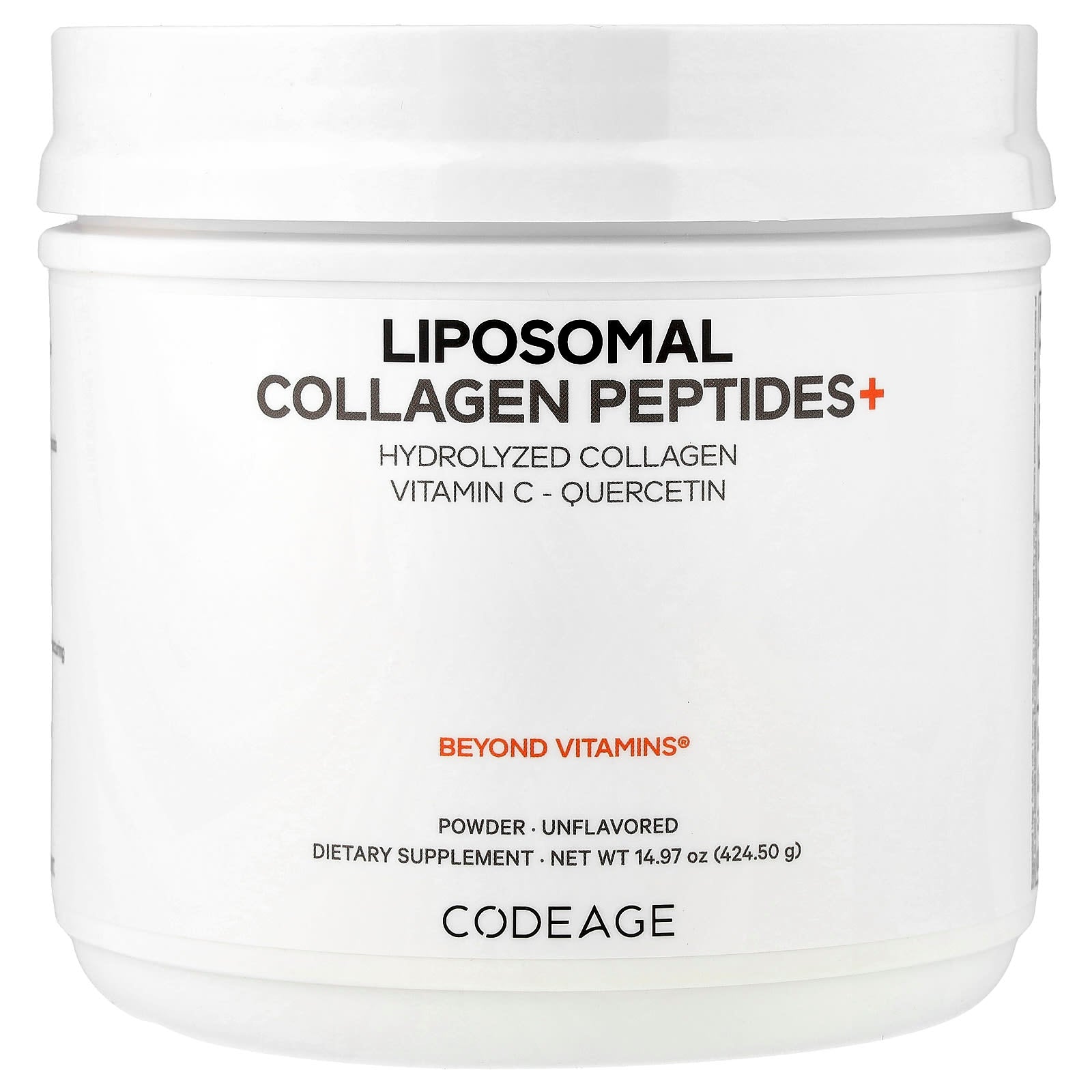 Codeage, Liposomal Collagen Peptides+ Powder, Unflavored, 14.97 oz (424.5 g)