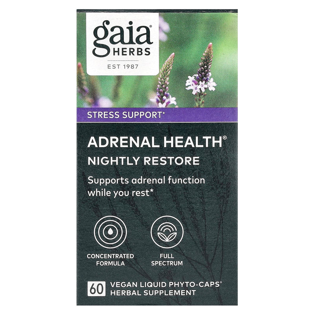 Gaia Herbs, Adrenal Health®, Nightly Restore, 60 Vegan Liquid Phyto-Caps®