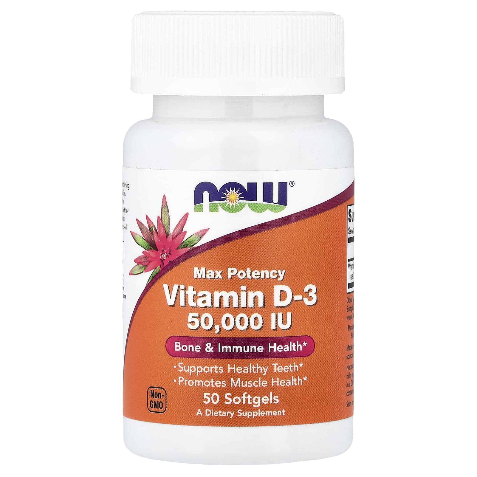 NOW Foods, Vitamin D-3, Max Potency, 50,000 IU, 50 Softgels