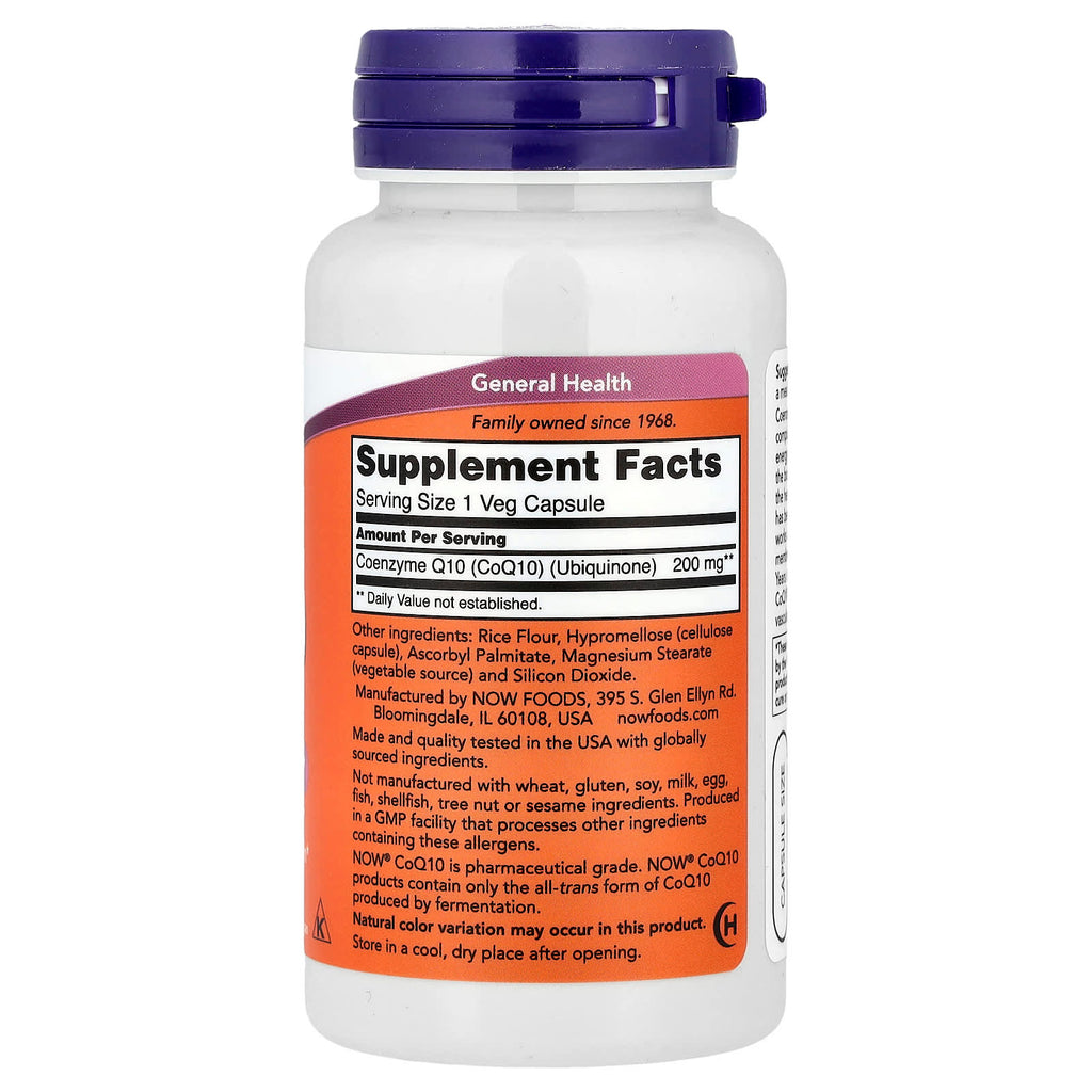 NOW Foods, CoQ10, 200 mg, 60 Veg Capsules