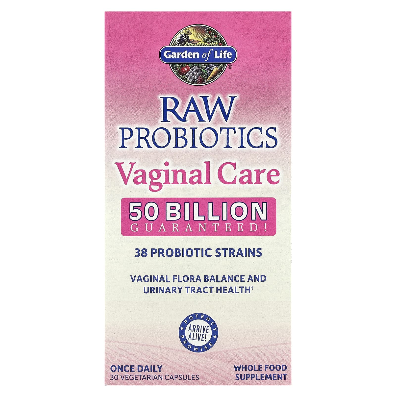 Garden of Life, RAW Probiotics, Vaginal Care, 30 Vegetarian Capsules