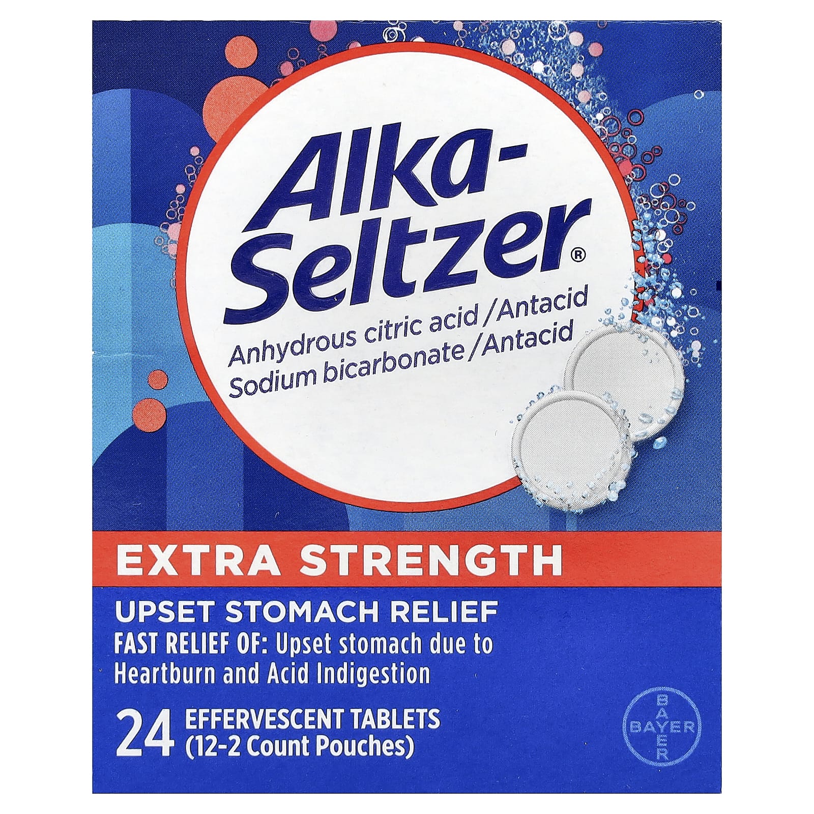 Alka-Seltzer, Upset Stomach Relief, 24 Effervescent Tablets