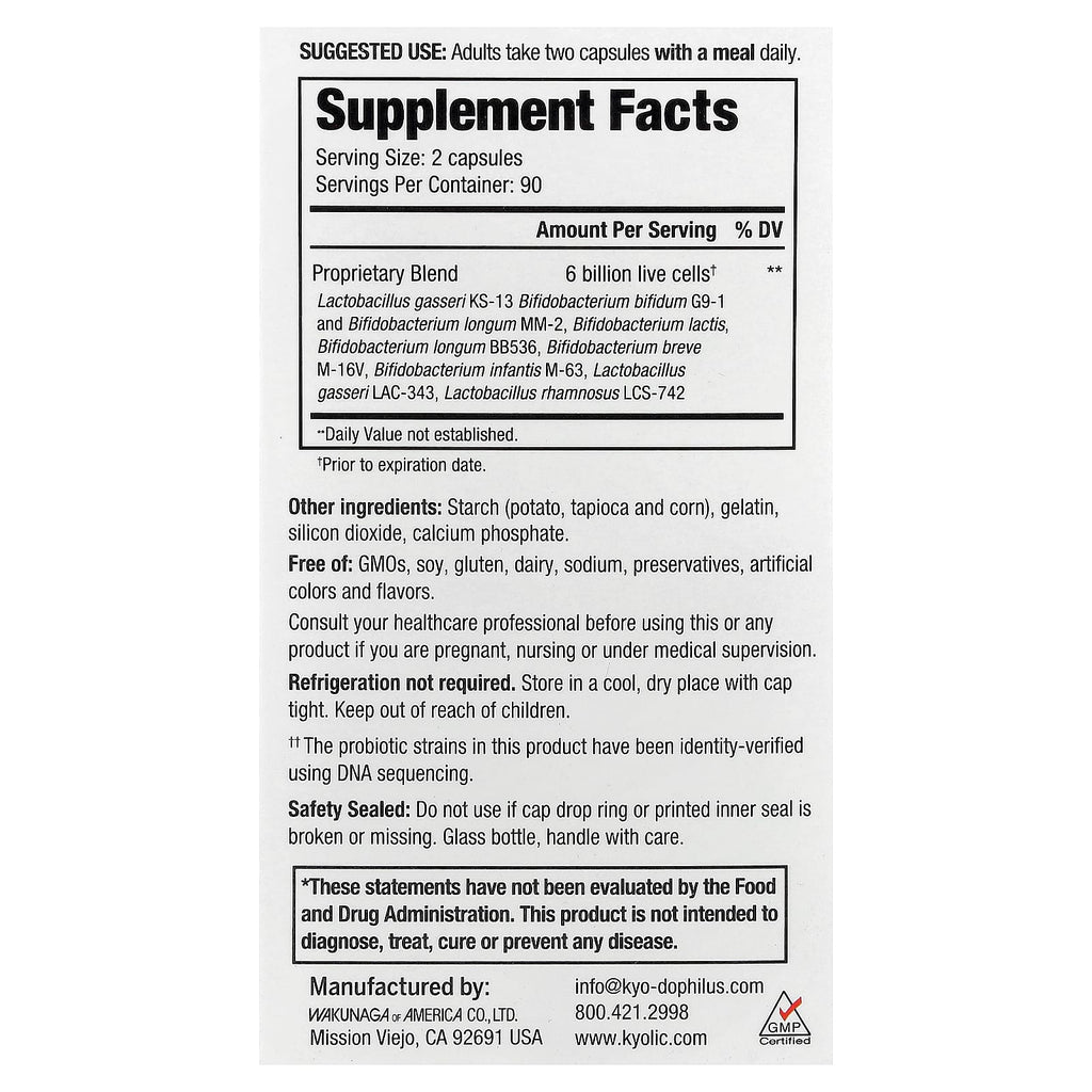 Kyolic, Kyo-Dophilus®, Multi 9 Probiotic, 180 Capsules