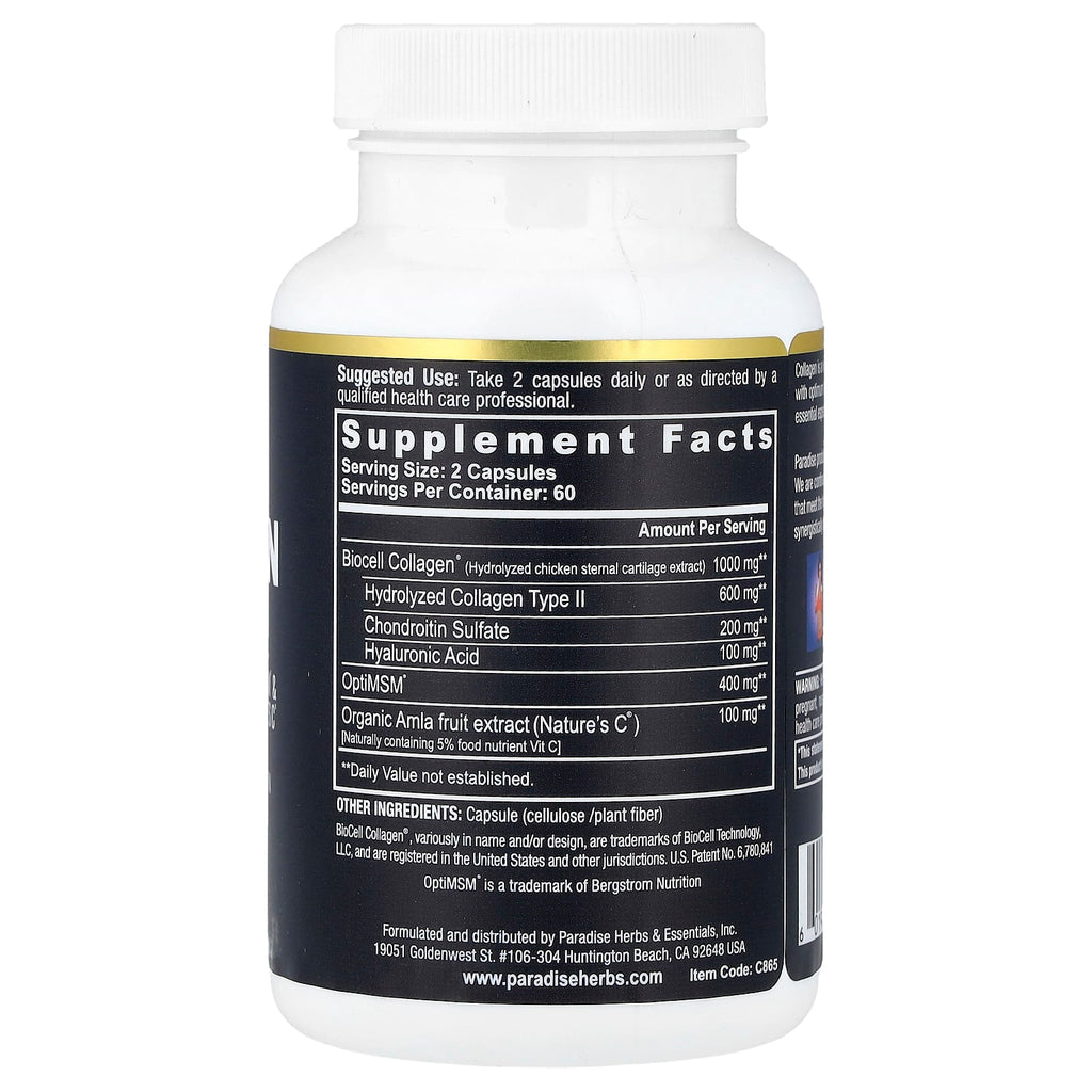 Paradise Herbs, Collagen Extreme® with BioCell Collagen®, OptiMSM® & Nature's C®, 120 Capsules
