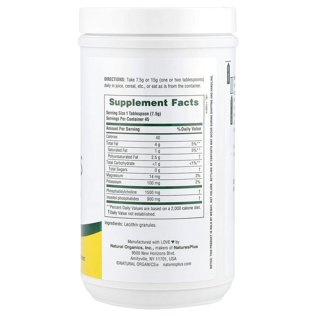 NaturesPlus, Natural Soy Lecithin Granules, 0.74 lb (337.5 g)