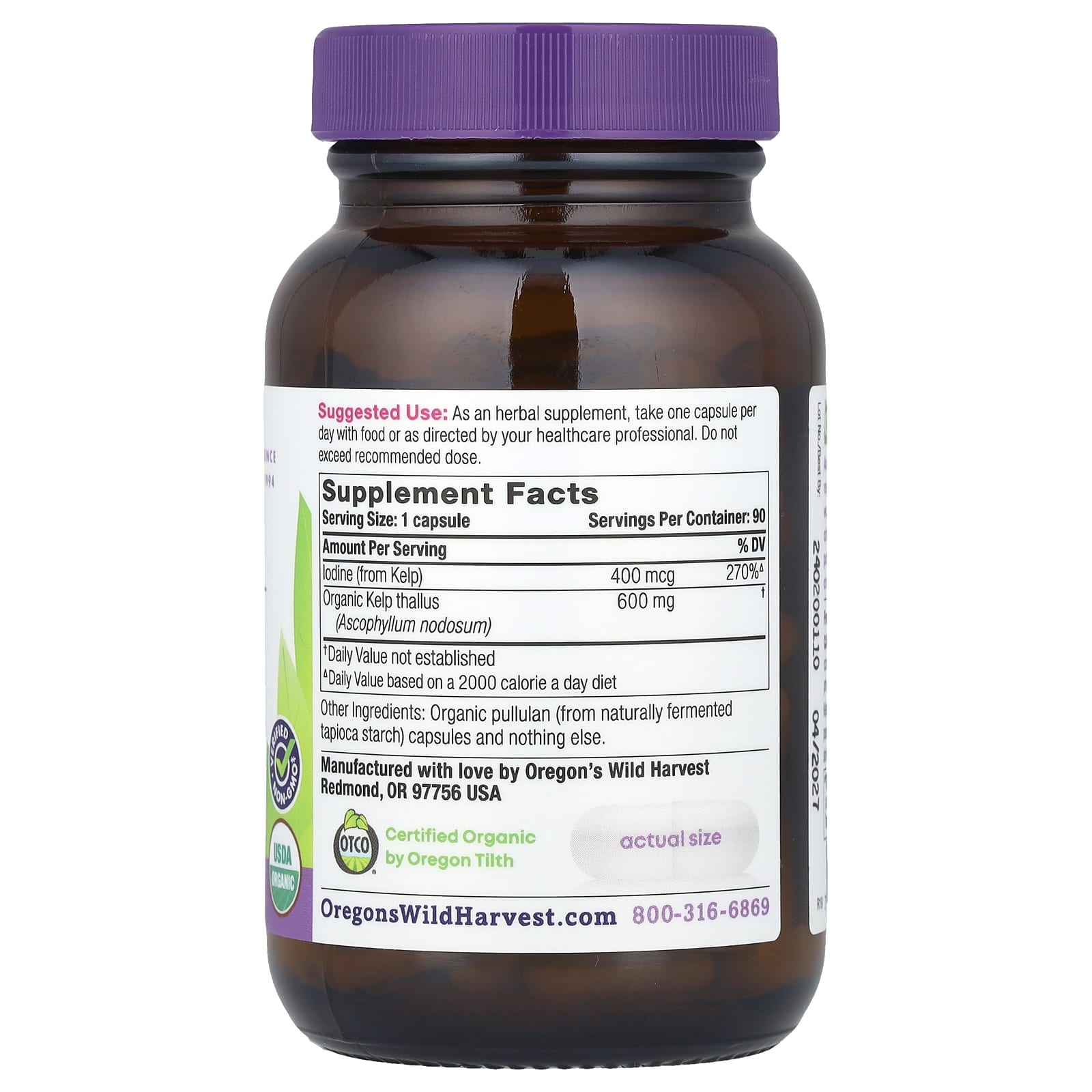 Oregon's Wild Harvest, Organic Kelp, 90 Organic Vegan Capsules