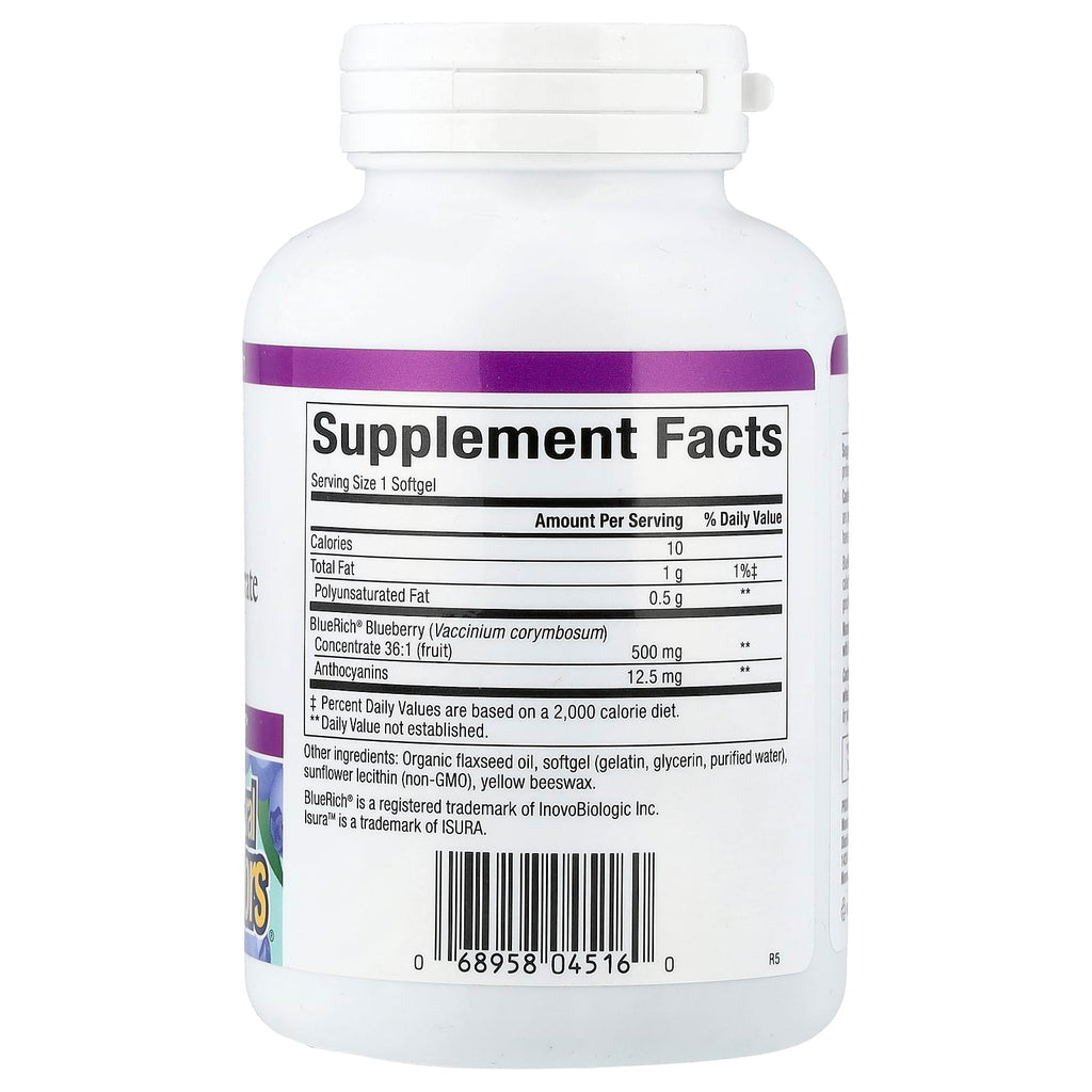 Natural Factors, BlueRich®, Super Strength Blueberry Concentrate, 500 mg, 90 Softgels