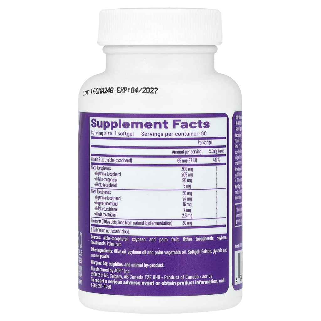 Advanced Orthomolecular Research AOR, Total E™, 60 Softgels