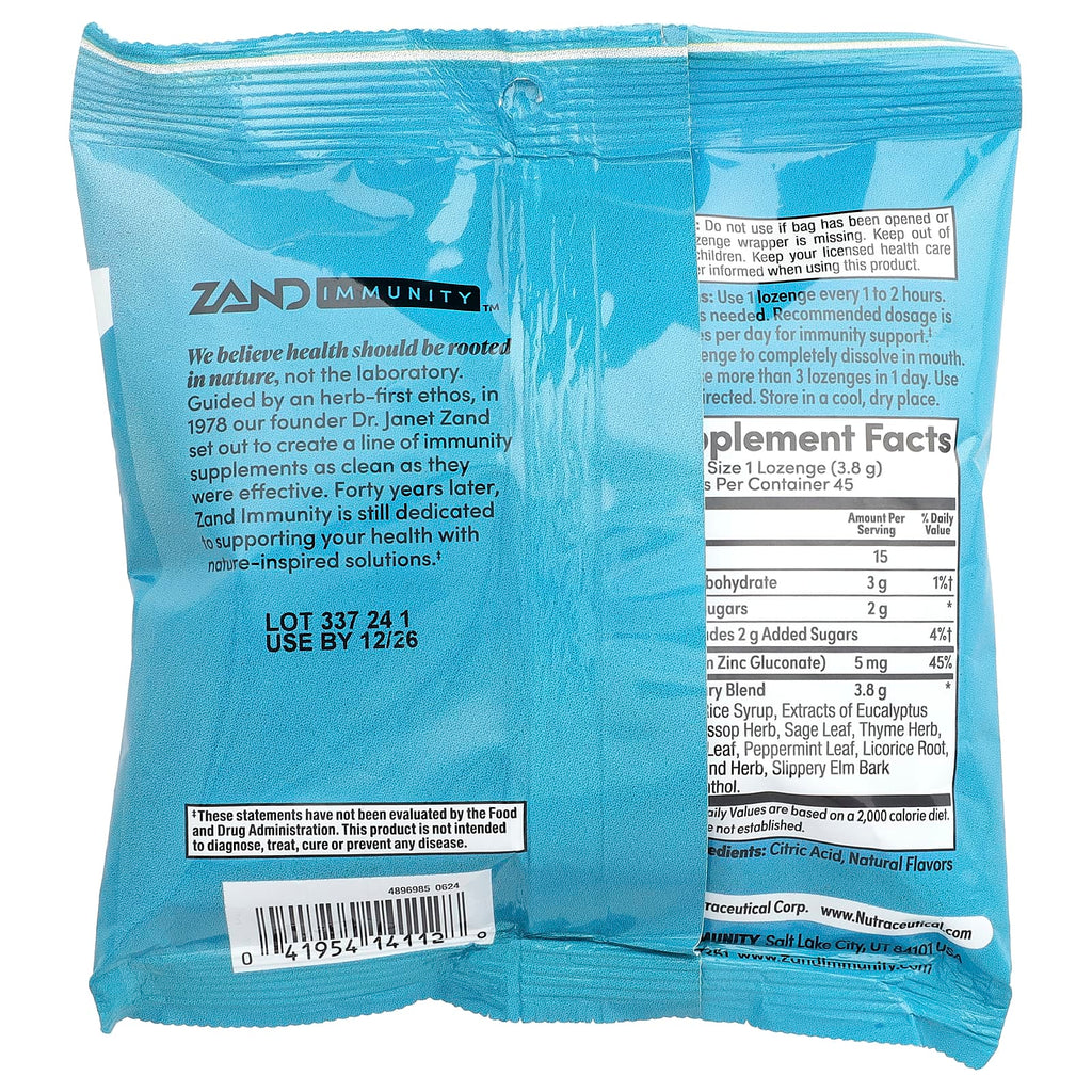 Zand, Immunity™, Menthol Lozenges, 45 Lozenges