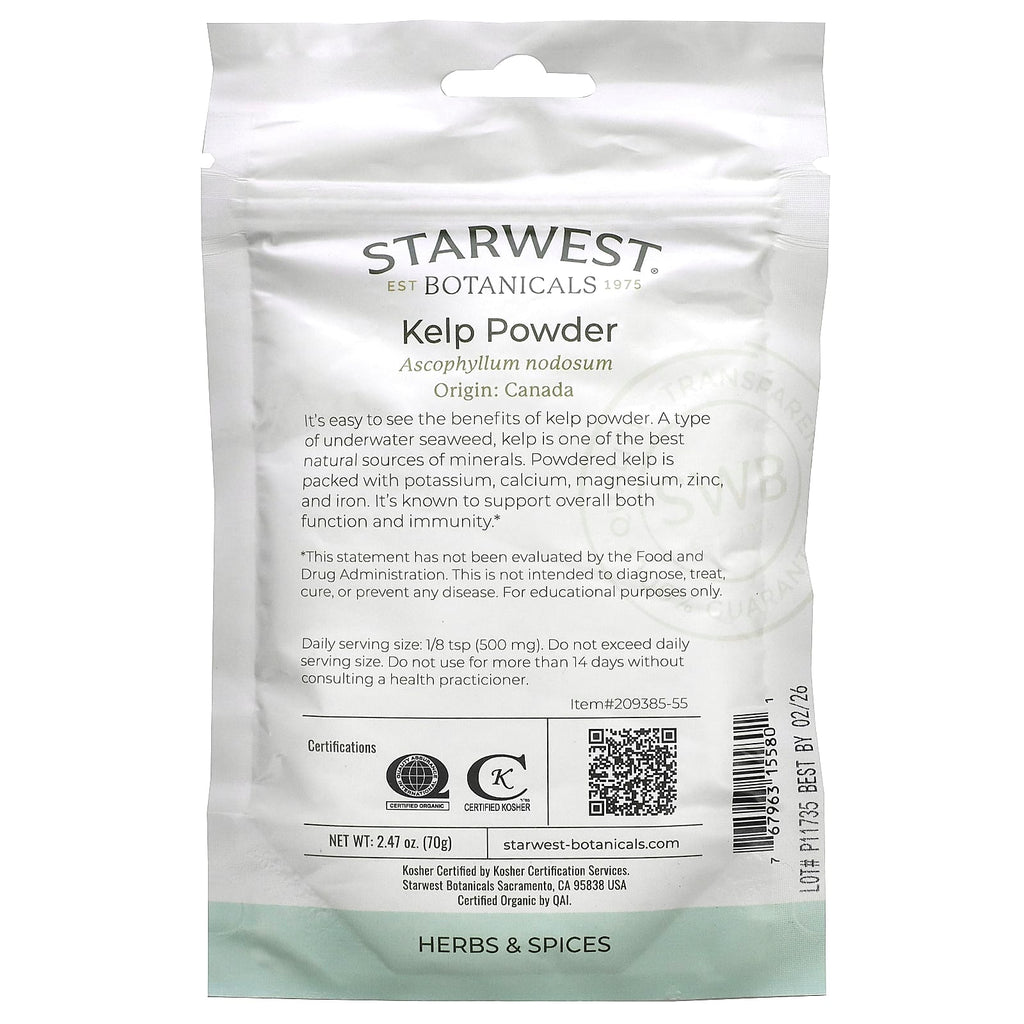 Starwest Botanicals, Organic Kelp Powder, 2.47 oz (70 g) 