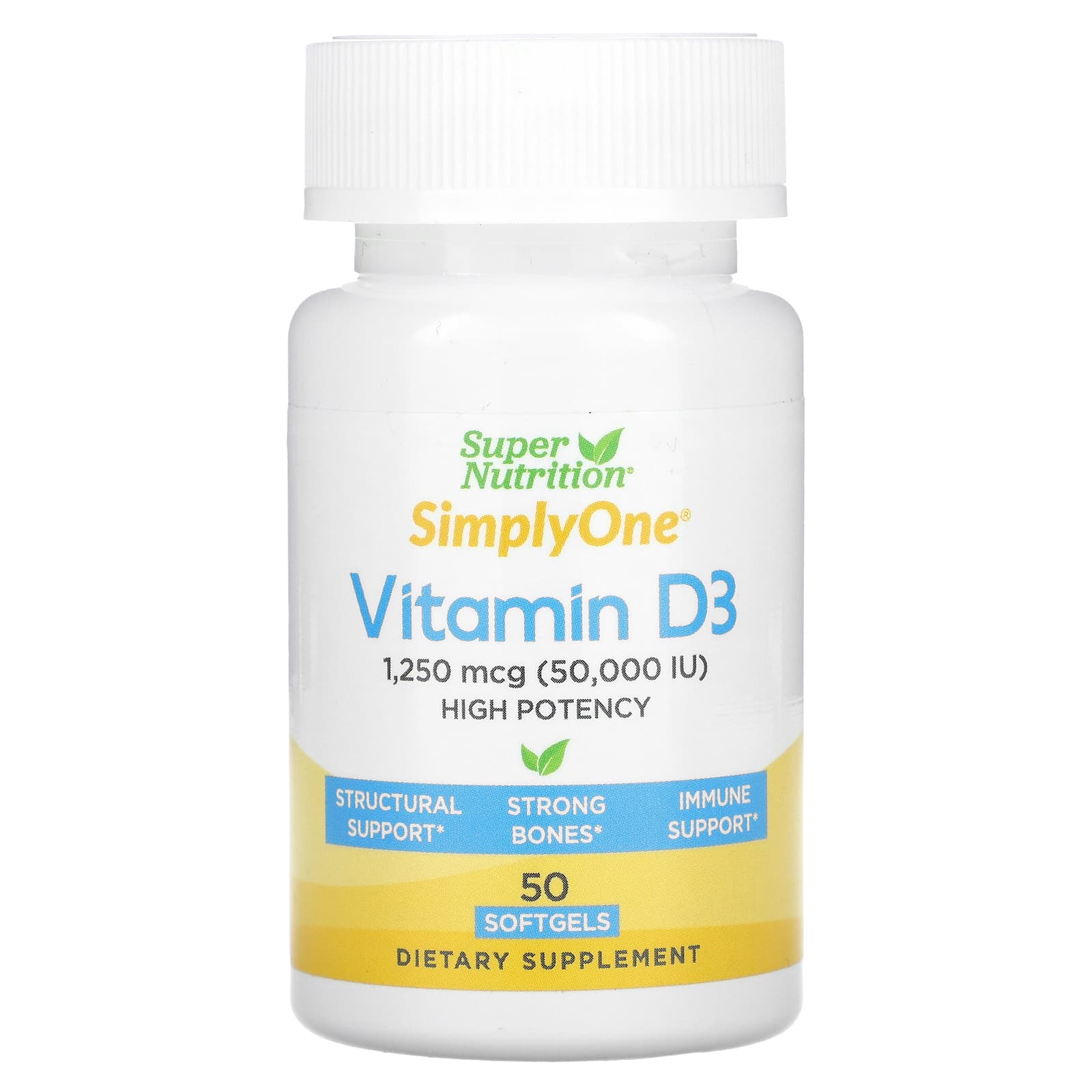 Super Nutrition, SimplyOne, Vitamin D3, 50,000 IU, 50 Softgels