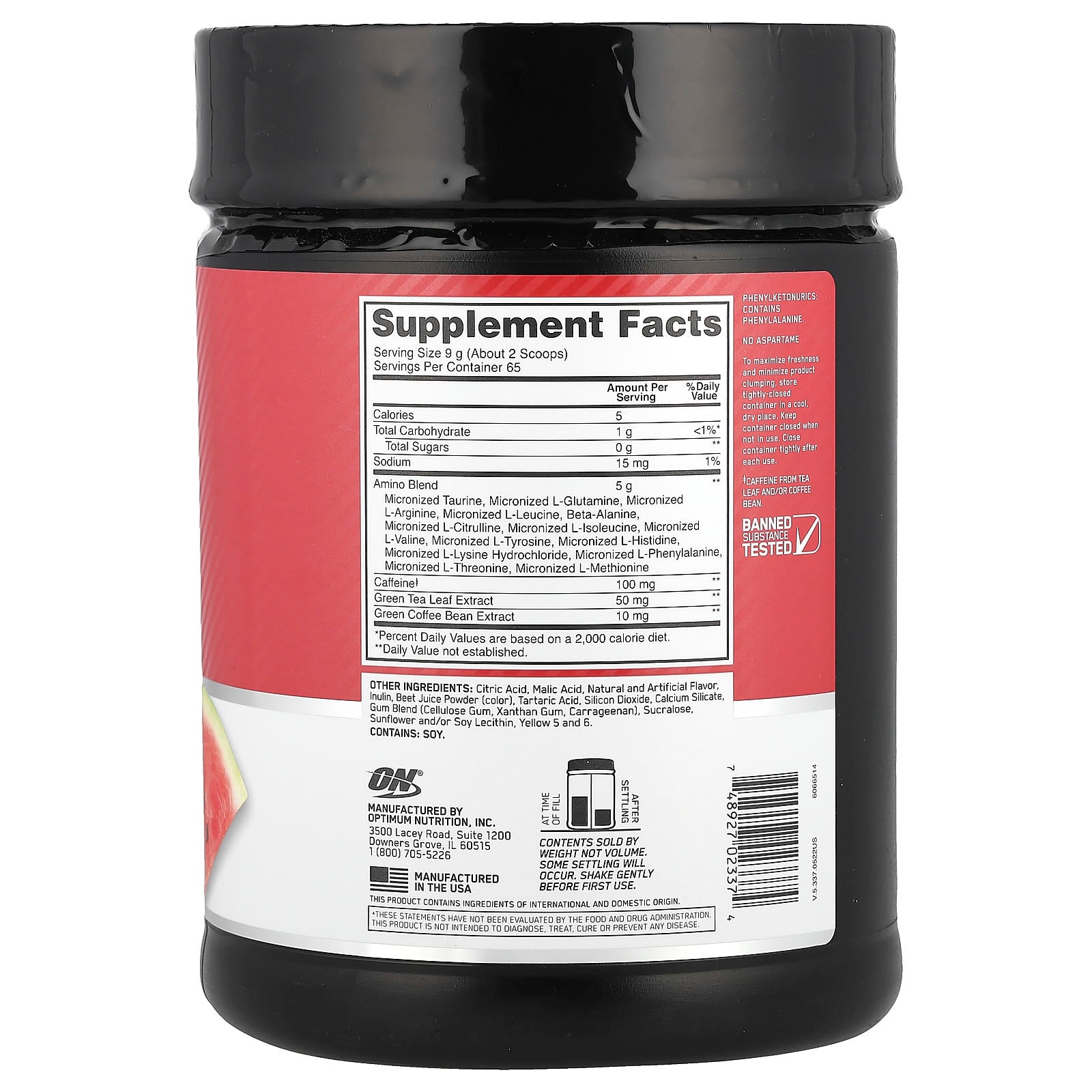 Optimum Nutrition, Essential Amin.O. Energy®, Fruit Fusion, 1.29 lb (585 g)