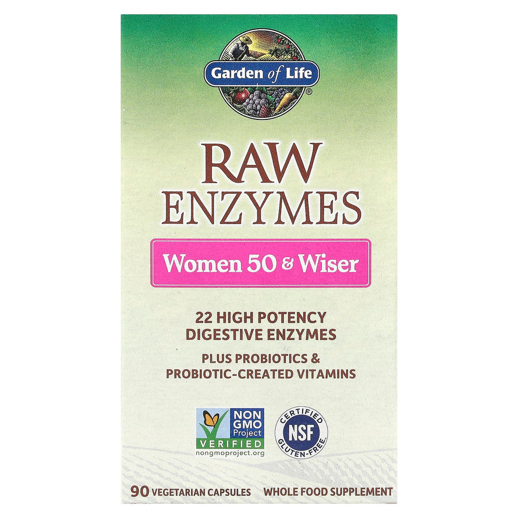 Garden of Life, RAW Enzymes, Women 50 & Wiser, 90 Vegetarian Capsules