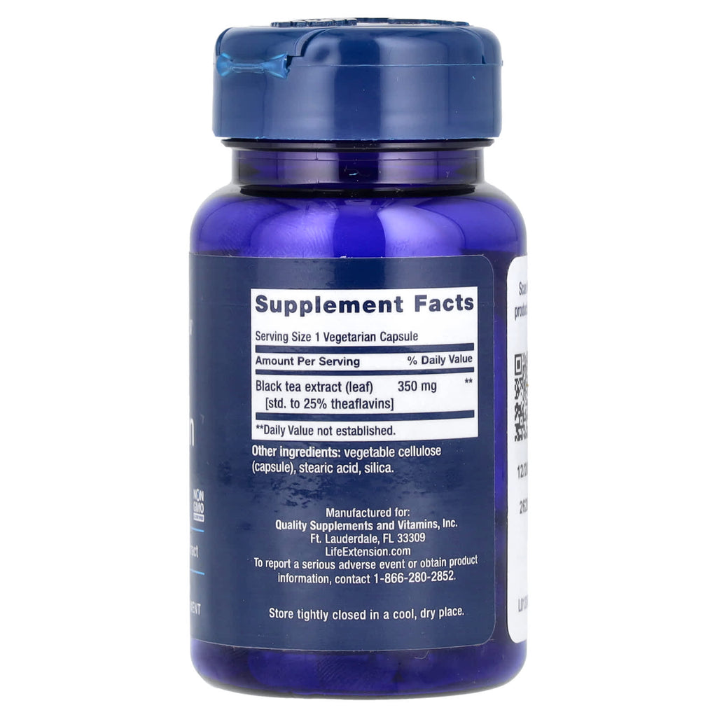 Life Extension, Theaflavin, Standardized Black Tea Extract, 30 Vegetarian Capsules (350 mg per Capsule)