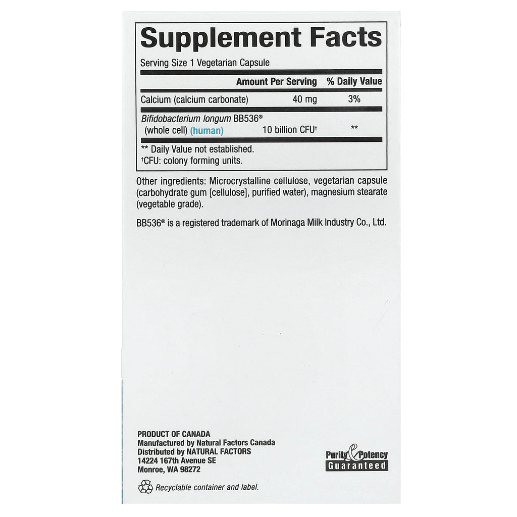 Natural Factors, Travel Biotic, BB536, 10 Billion CFU, 60 Vegetarian Capsules