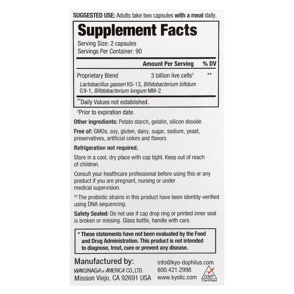 Kyolic, Kyo-Dophilus®, Daily Probiotic, 180 Capsules