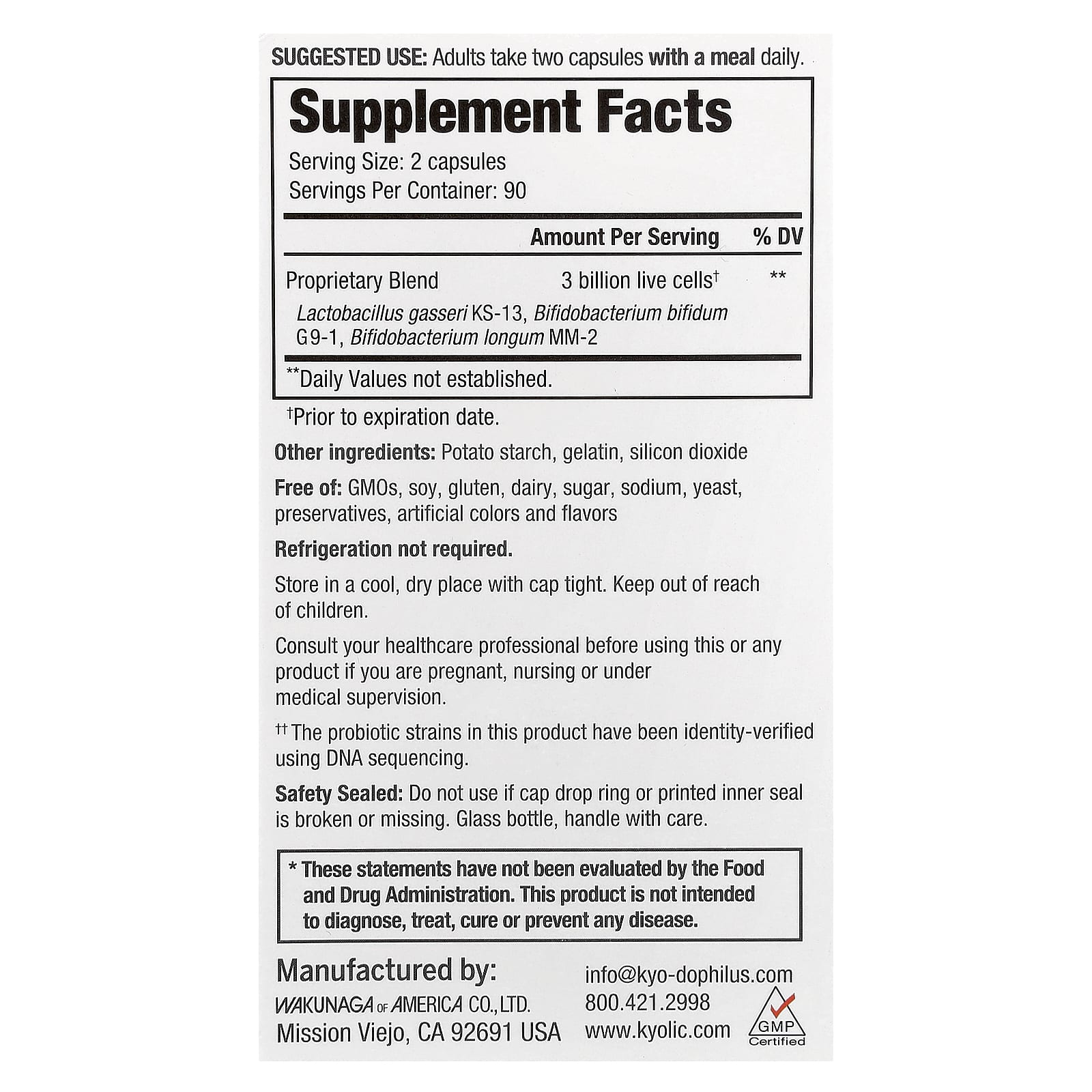 Kyolic, Kyo-Dophilus®, Daily Probiotic, 180 Capsules