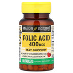 Mason Natural, Folic Acid, 400 mcg, 100 Tablets
