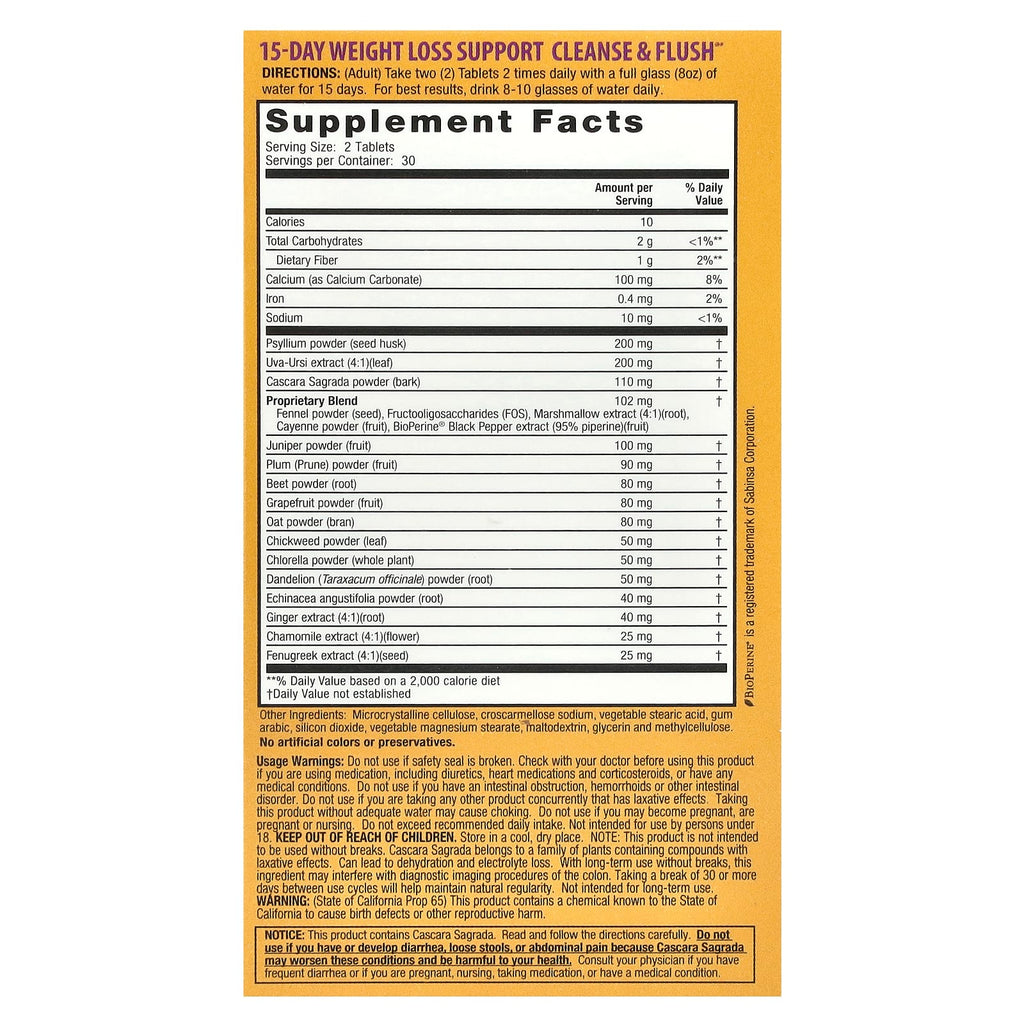 Nature's Secret, 15-Day Weight Loss Support, Cleanse & Flush®, 60 Tablets