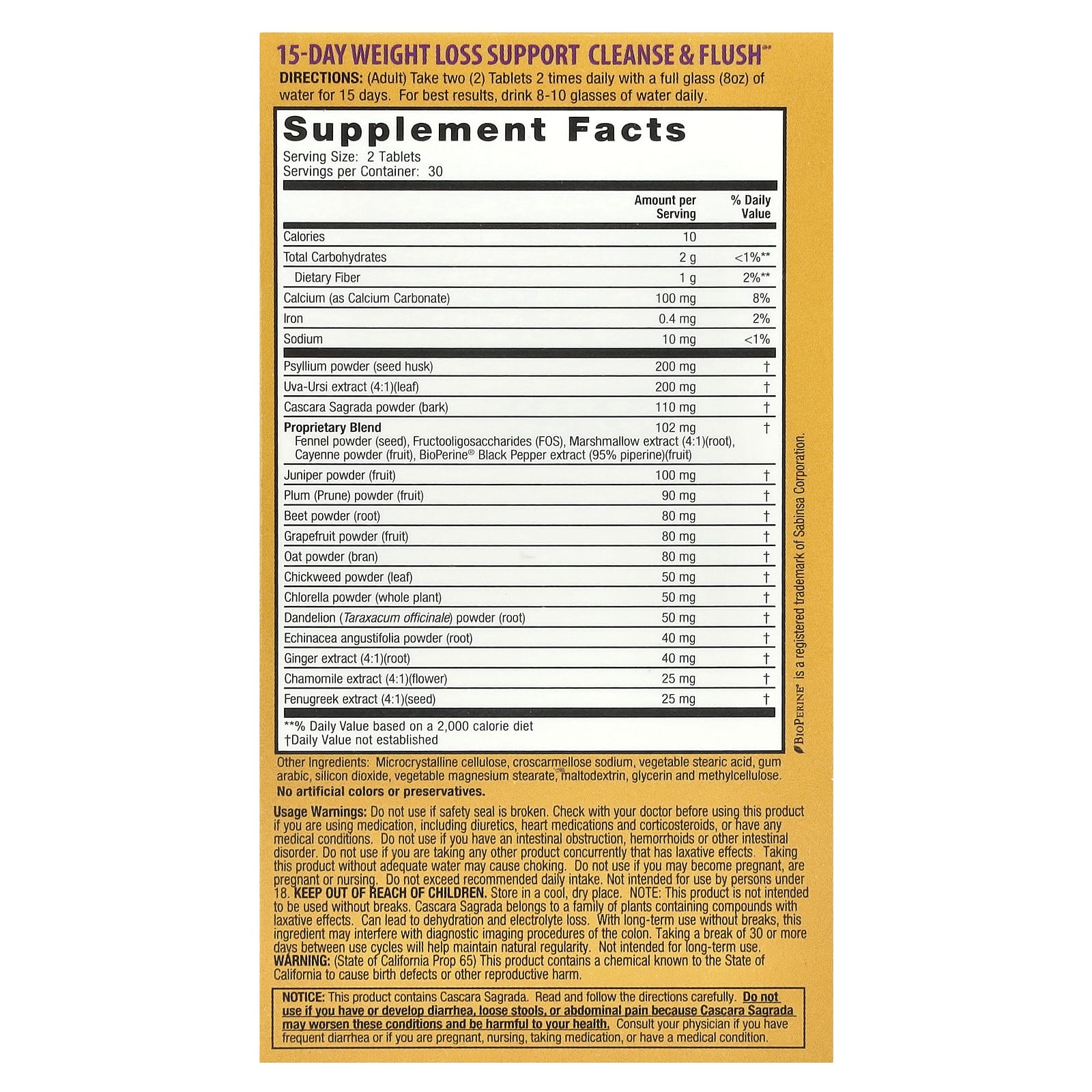 Nature's Secret, 15-Day Weight Loss Support, Cleanse & Flush®, 60 Tablets