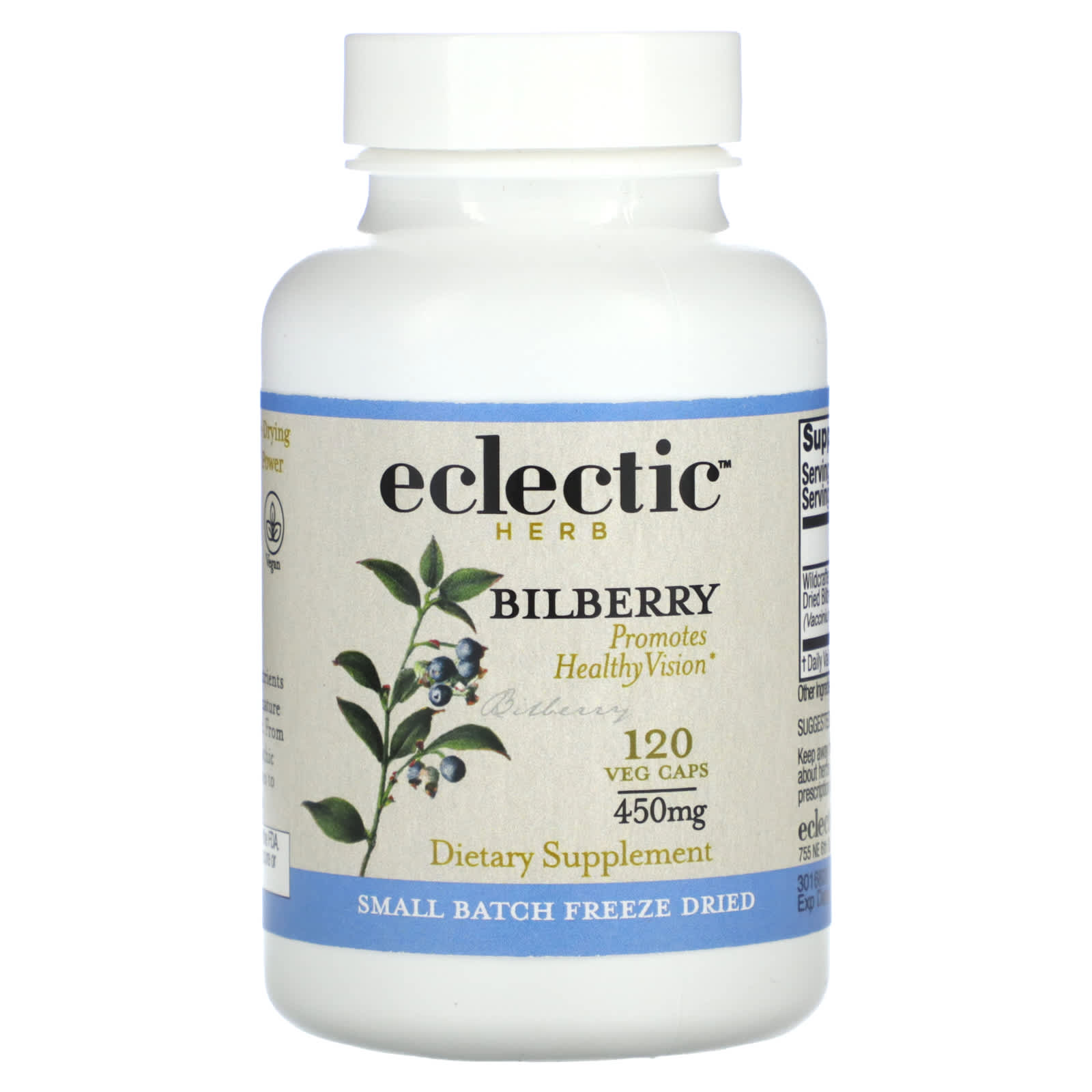 Eclectic Herb, Bilberry, 120 Veg Caps (450 mg per Capsule)