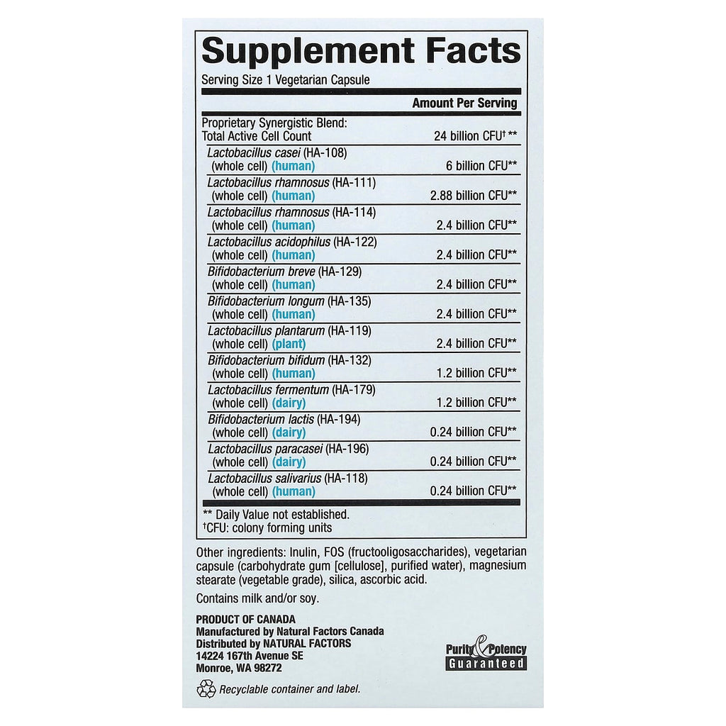 Natural Factors, Ultimate Probiotic, 24/12 Formula, 24 Billion, 60 Vegetarian Capsules