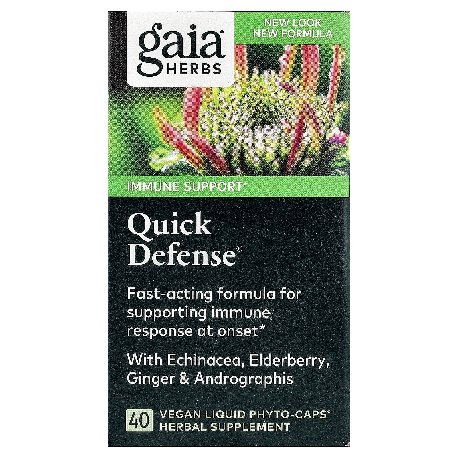 Gaia Herbs, Quick Defense®, Immune Support, 40 Vegan Liquid Phyto-Caps®