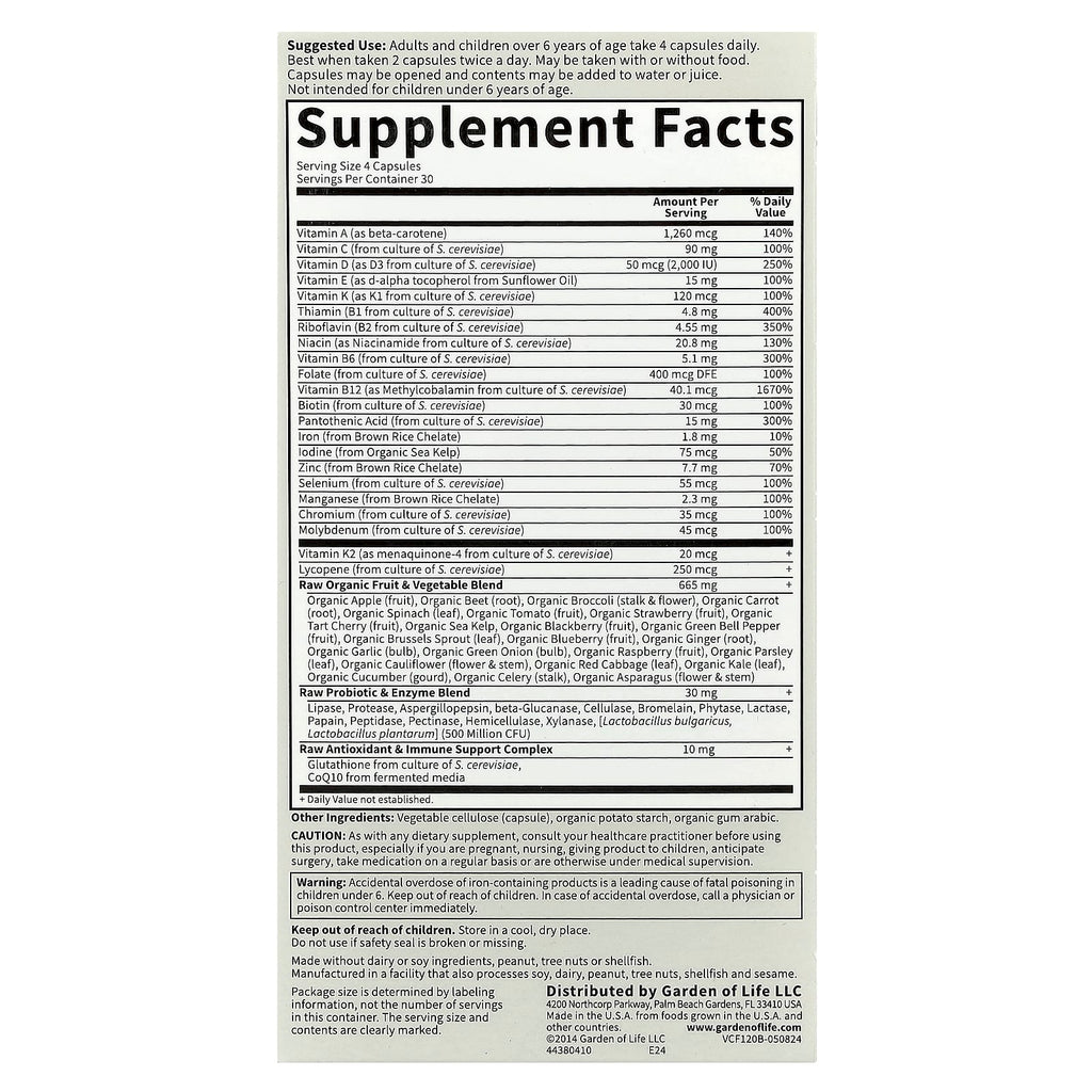 Garden of Life, Vitamin Code®, Family, Whole Food Multivitamin, 120 Vegetarian Capsules