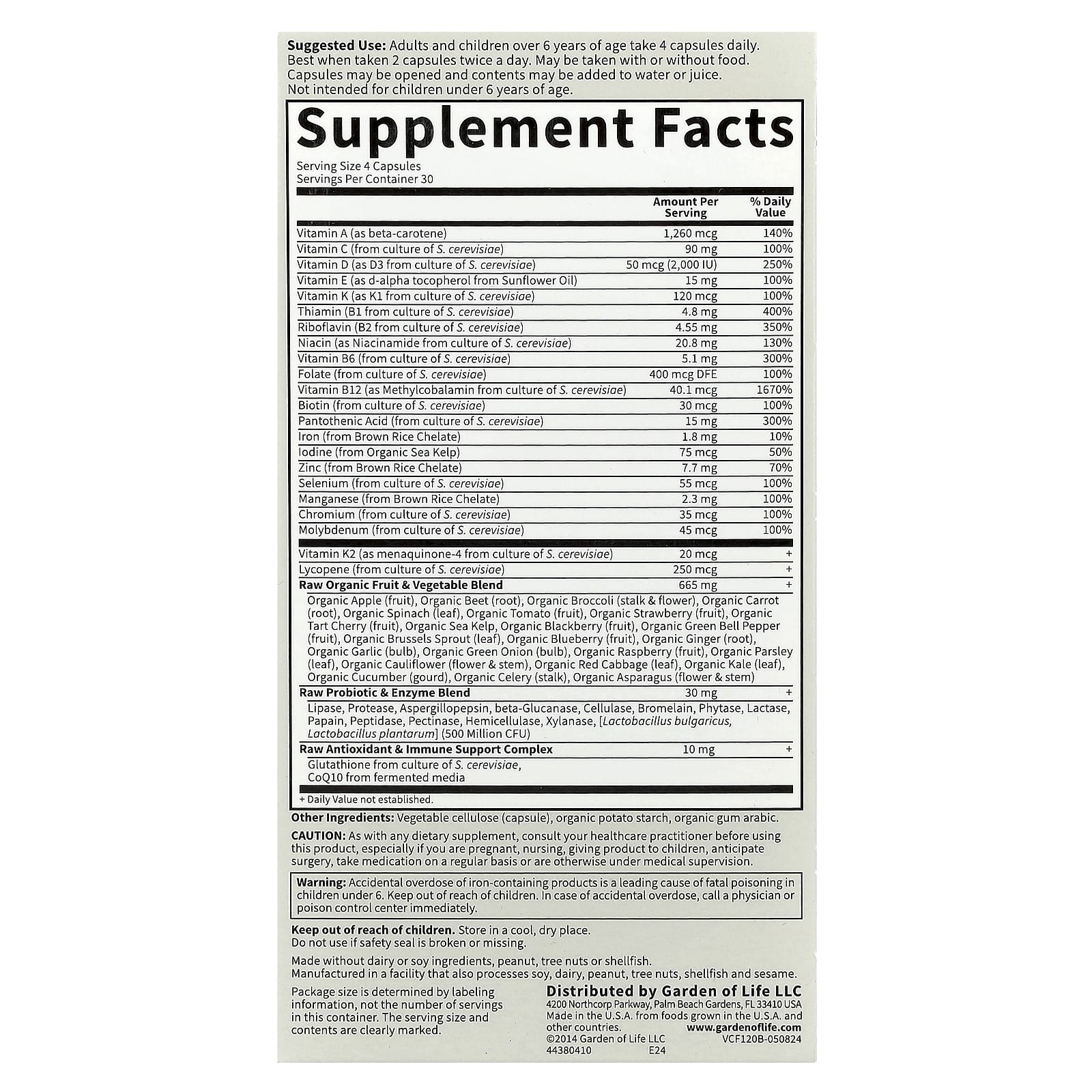 Garden of Life, Vitamin Code®, Family, Whole Food Multivitamin, 120 Vegetarian Capsules
