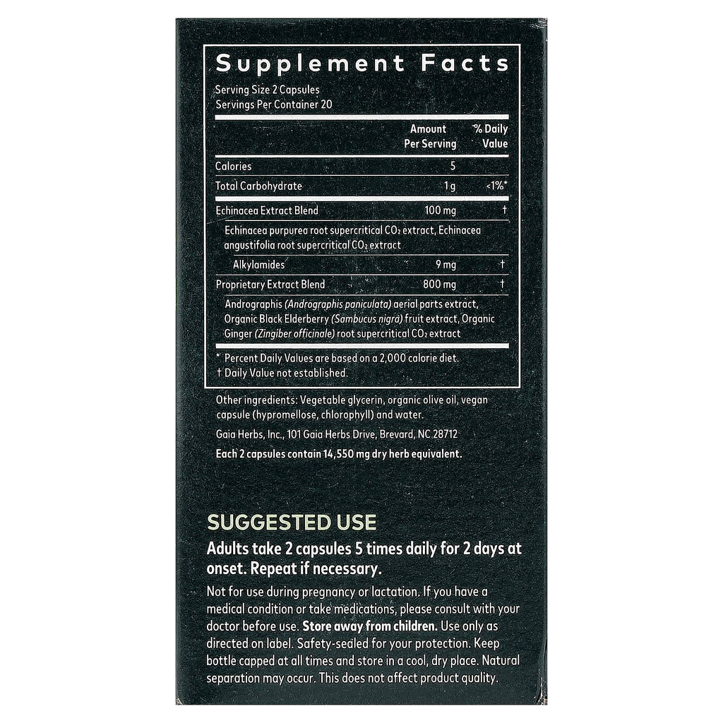 Gaia Herbs, Quick Defense®, Immune Support, 40 Vegan Liquid Phyto-Caps®