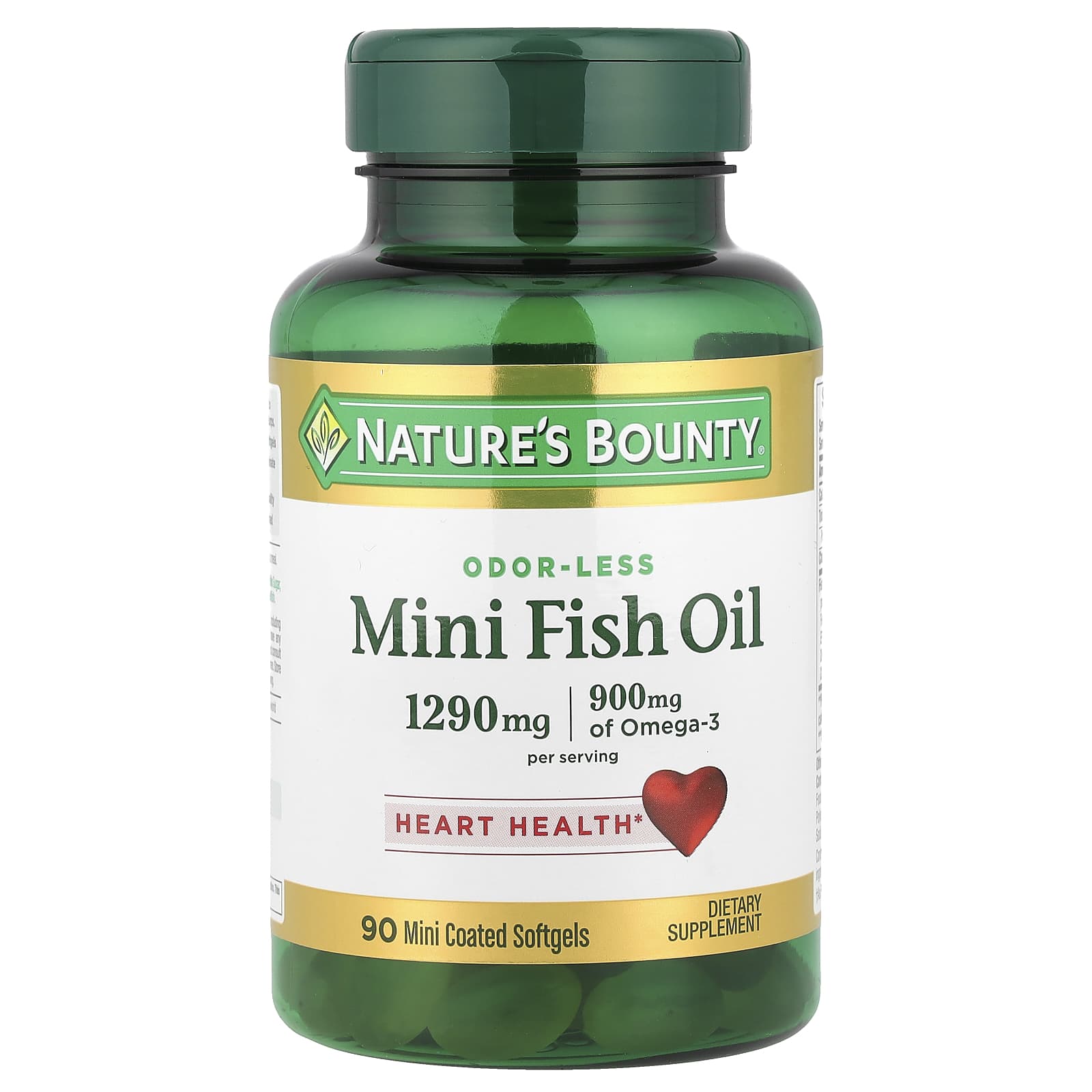 Nature's Bounty, Mini Fish Oil, Odor-Less, 90 Mini Coated Softgels (645 mg per Softgel)
