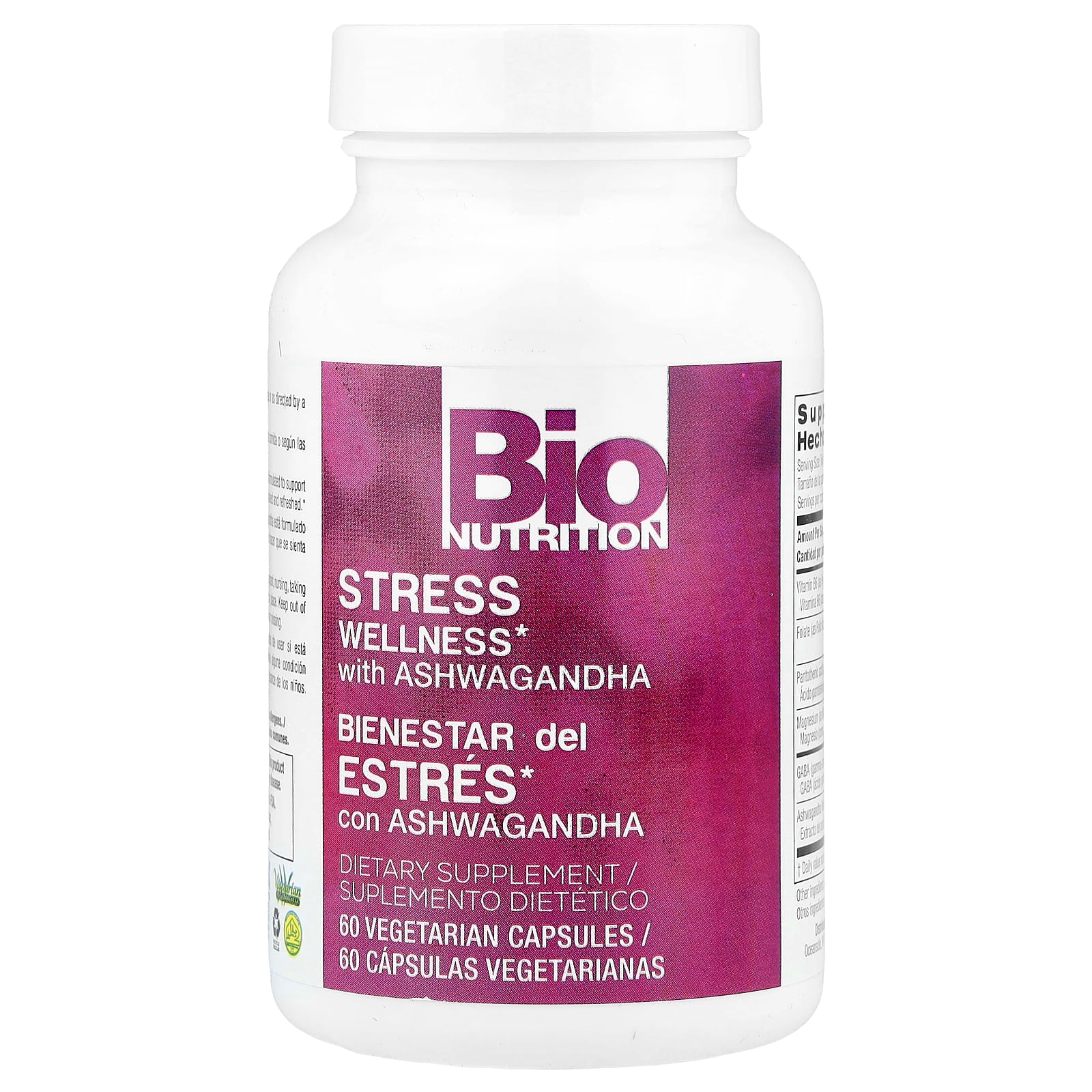 Bio Nutrition, Stress Wellness With Ashwagandha, 60 Vegetarian Capsules