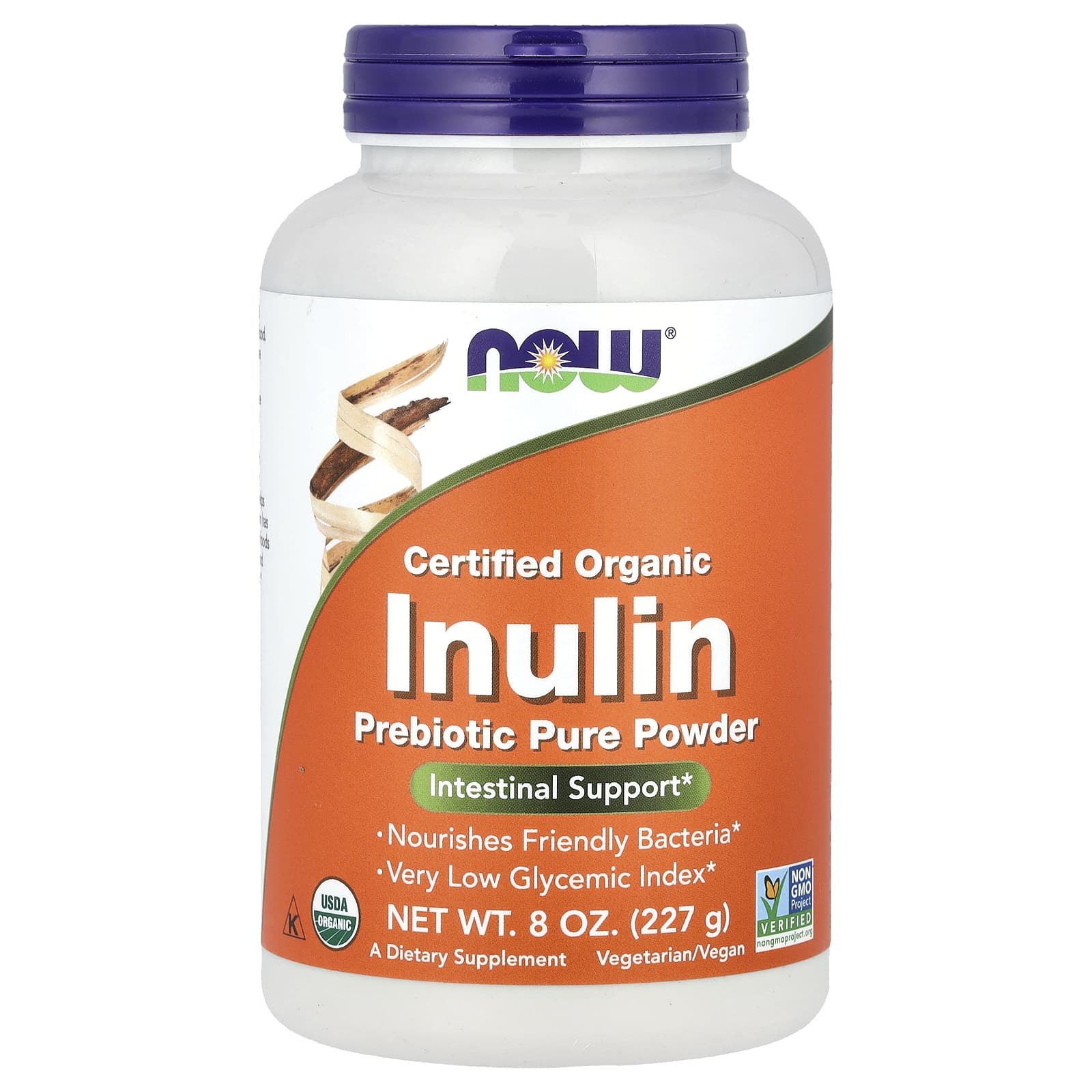 NOW Foods, Certified Organic Inulin, Prebiotic Pure Powder, 8 oz (227 g)