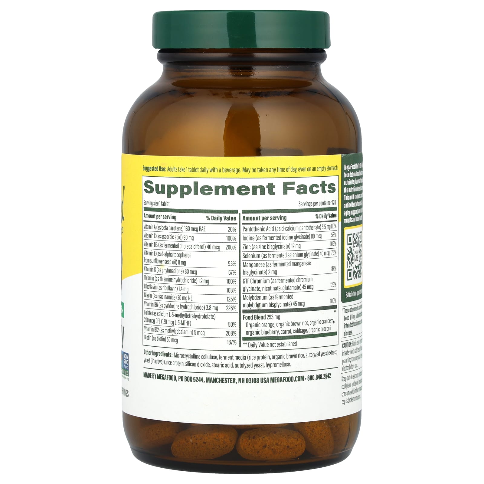 MegaFood, Men's 55+, One Daily Multivitamin, 120 Tablets