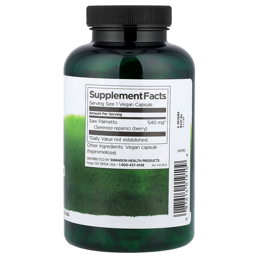 Swanson, Full Spectrum® Saw Palmetto, 540 mg, 250 Vegan Capsules