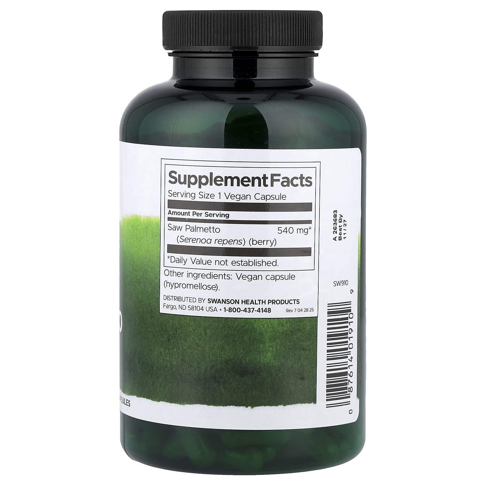 Swanson, Full Spectrum® Saw Palmetto, 540 mg, 250 Vegan Capsules