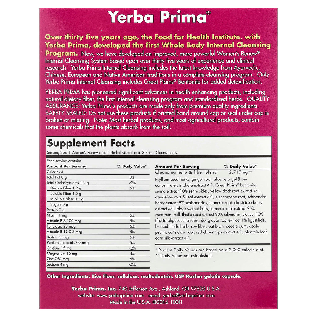 Yerba Prima, Women's Renew® Internal Cleansing, 3 Part Program, 300 Capsules