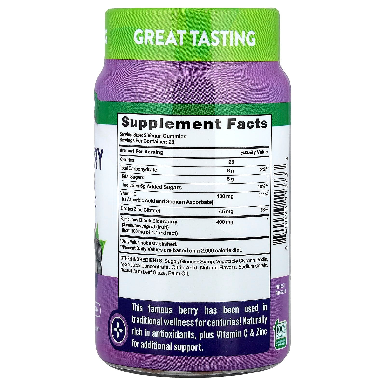 Nature's Truth, Sambucus Elderberry + Vitamin C, Zinc, Natural Berry, 50 Gummies
