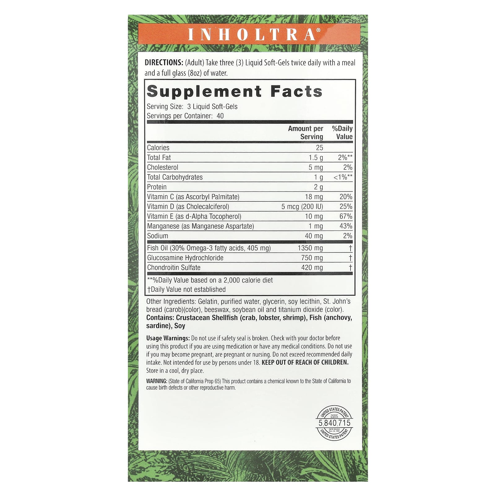 Nature's Secret, Inholtra®, Premium Lubri-Joint®, 120 Liquid Soft-Gels