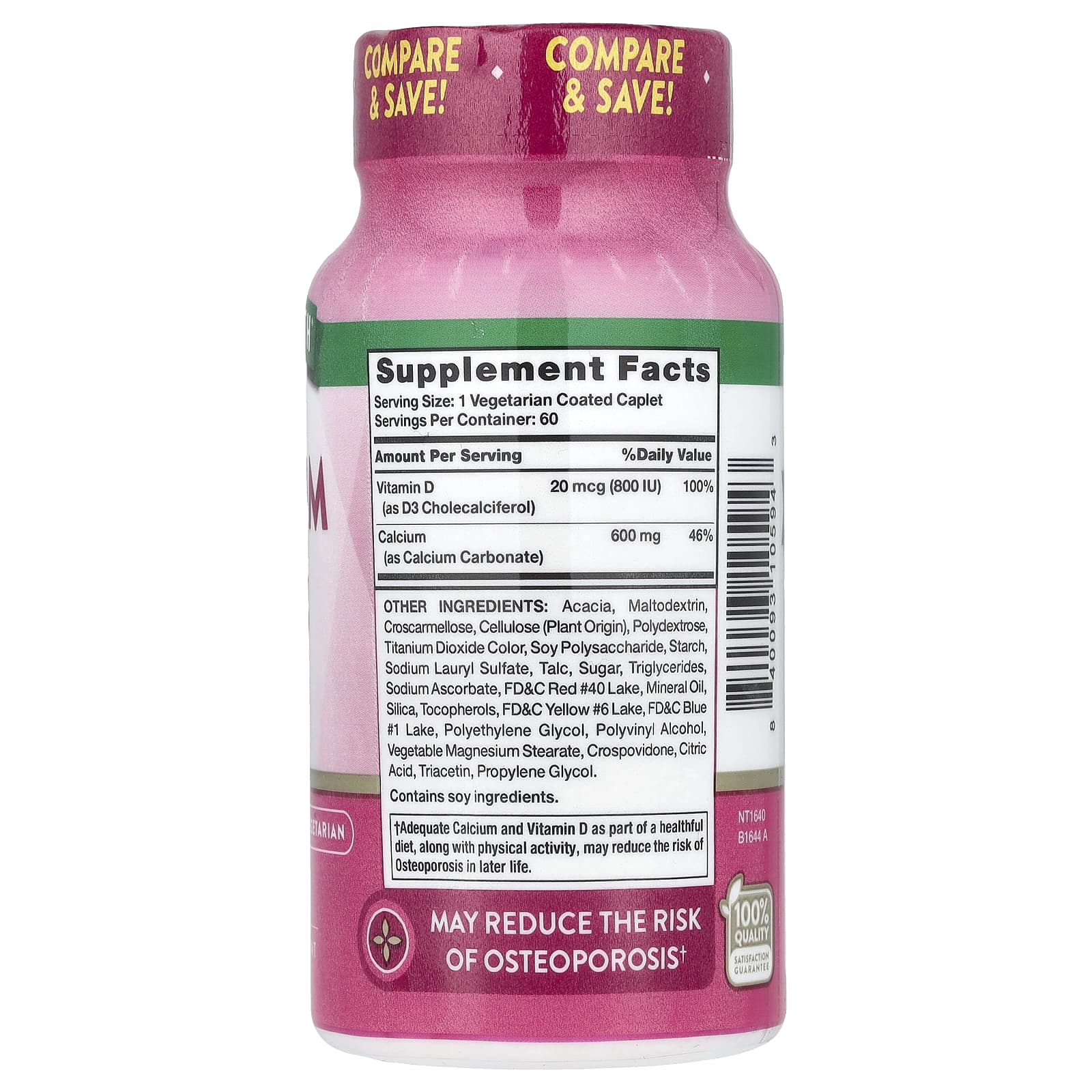 Nature's Truth, Calcium + D3, 60 Coated Caplets