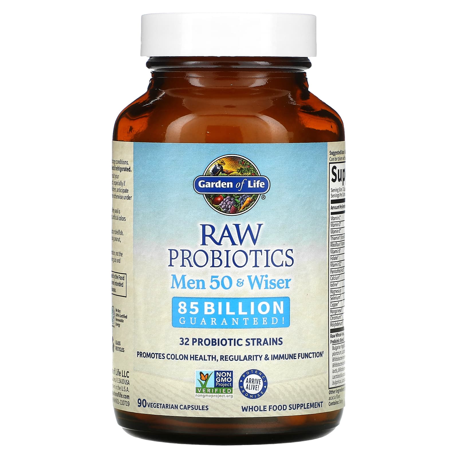 Garden of Life, RAW Probiotics, Men 50 & Wiser, 90 Vegetarian Capsules